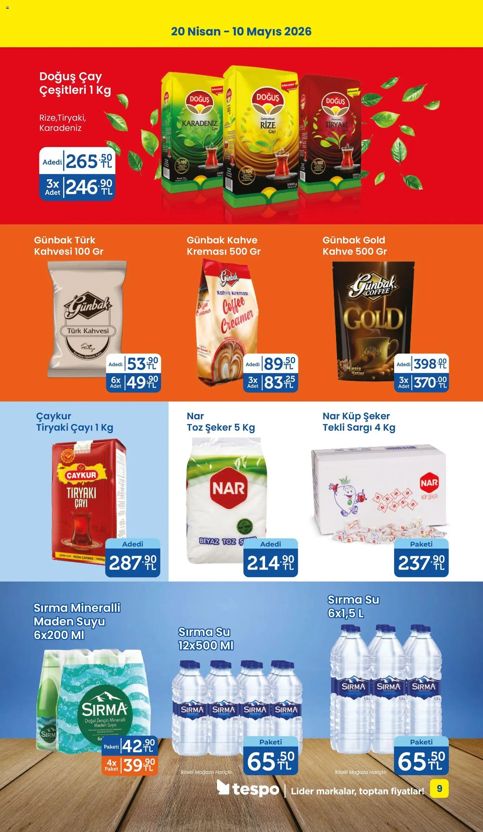 Tespo Katalog - 20.04.2026 tarihinden itibaren geçerlidir | Sayfa: 9 | Ürünler: Kahve, Çay, Su, Maden suyu