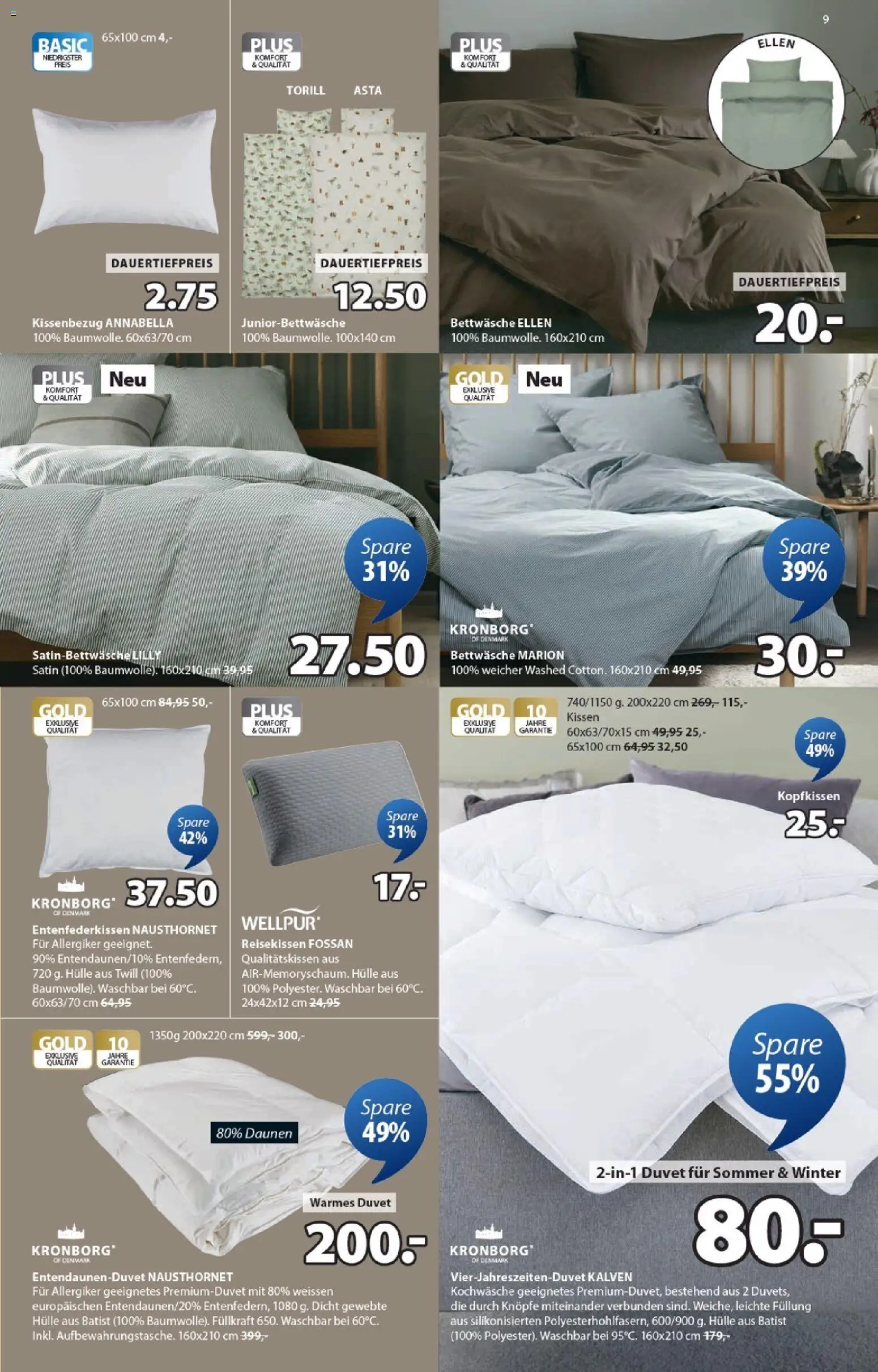 JYSK Aktionen – gültig ab 17.02.2026 | Seite: 9 | Produkte: Kissen, Kopfkissen, Hülle, Bettwäsche