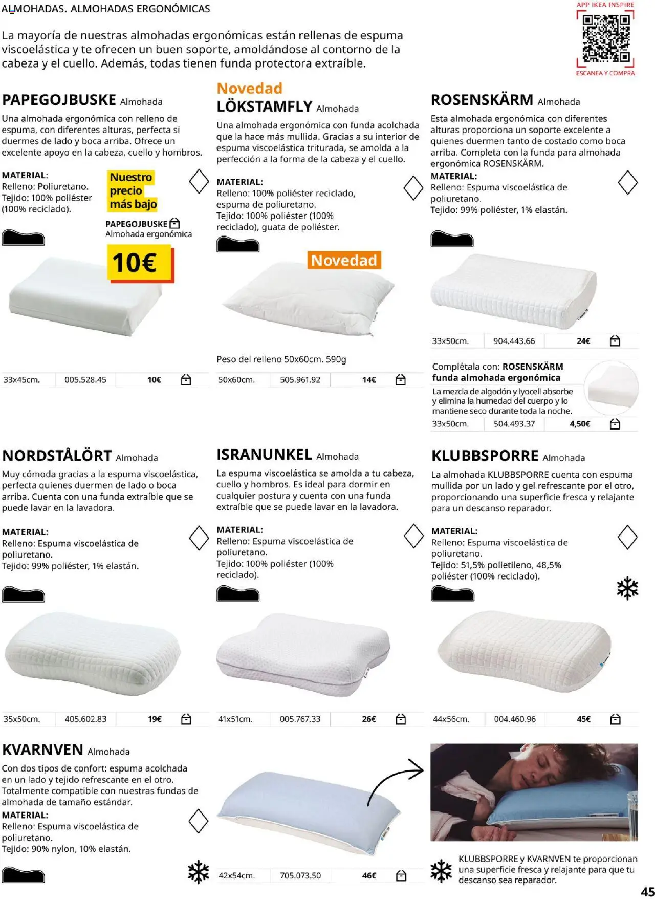 Catálogo IKEA Confort │ válido desde el 04.02.2025 | Página: 45 | Productos: Té, Funda, Peso, Almohada