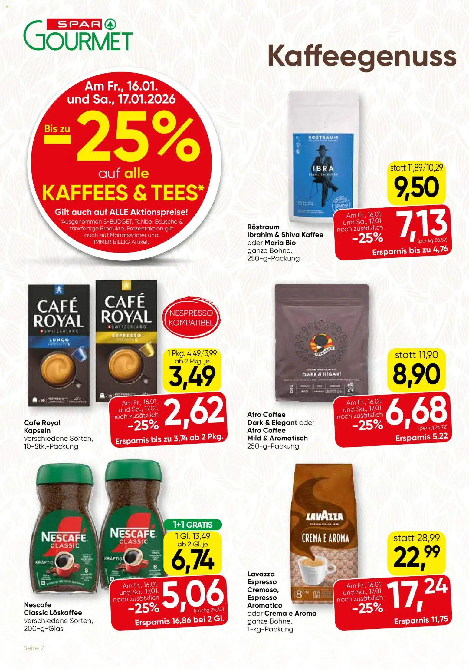 SPAR Gourmet Flugblatt - Niederösterreich gültig ab 15.01.2026 | Seite: 2 | Produkte: Kaffee