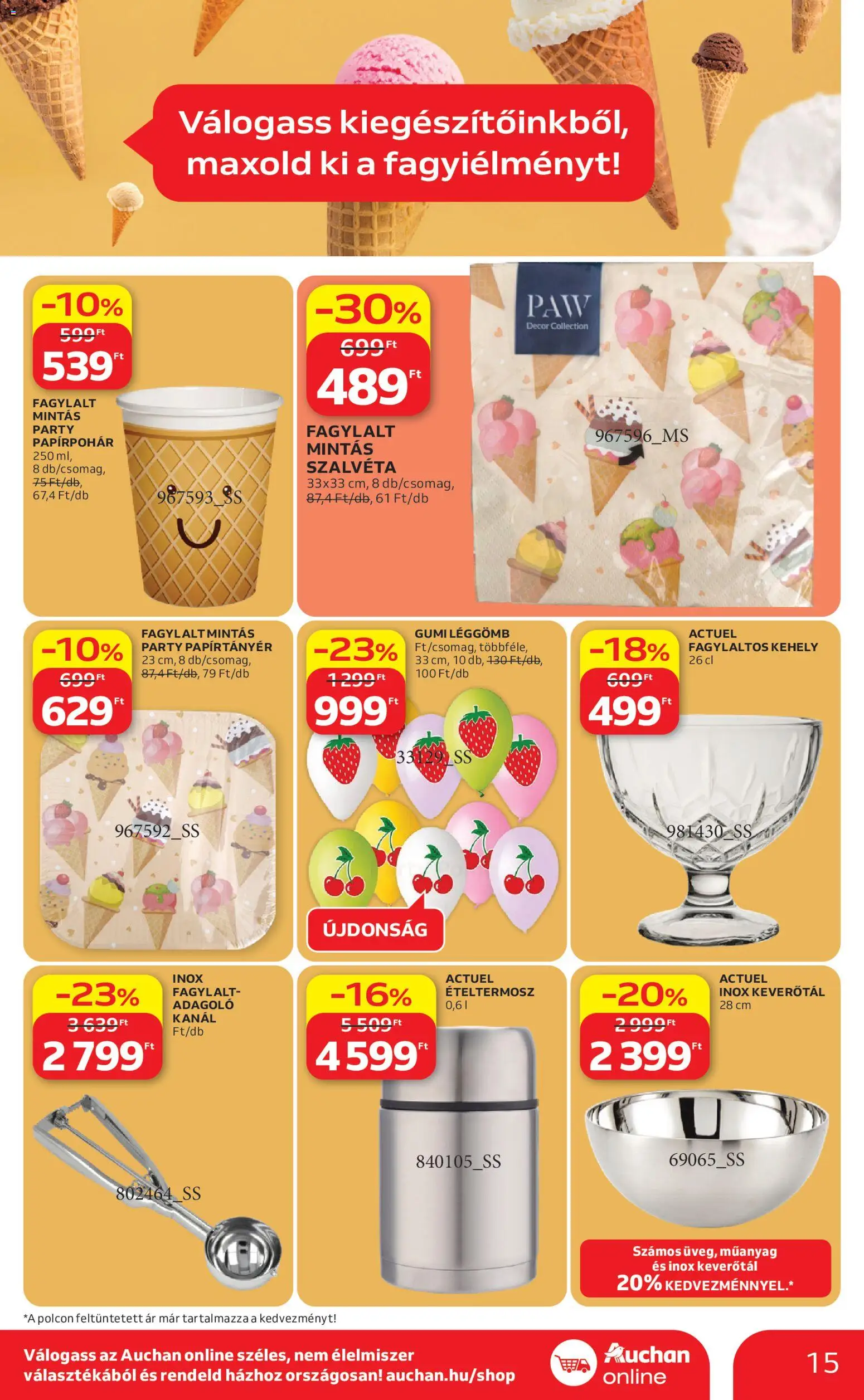 Auchan akciós ujság - amely érvényes a következő dátumtól: 23.04.2026 | Oldal: 15 | Termékek: Fagylalt