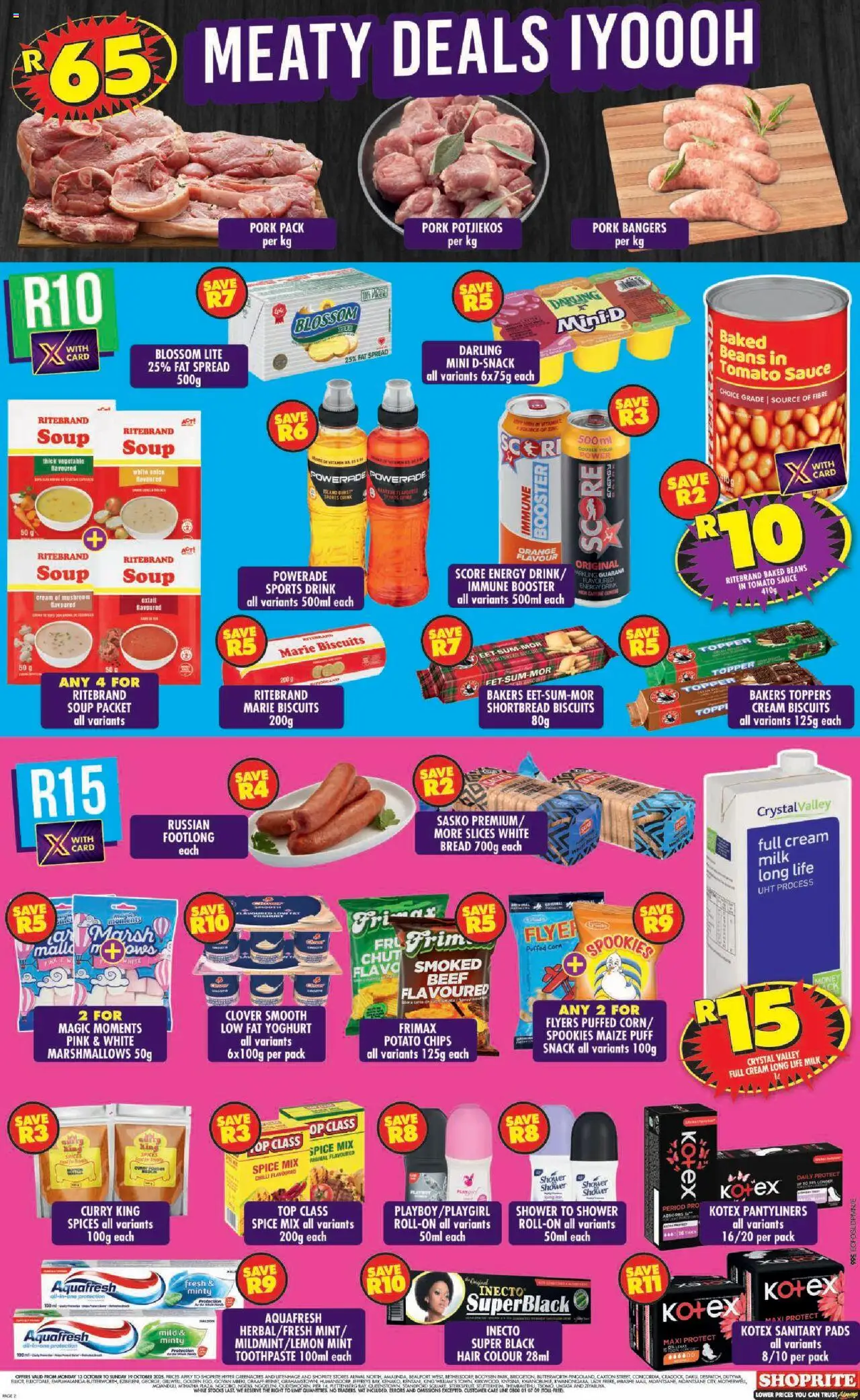 New Shoprite catalogue – valid from 13.10.2025 | Page: 2 | Products: Baked beans, Biscuits, Tomato sauce, Spices