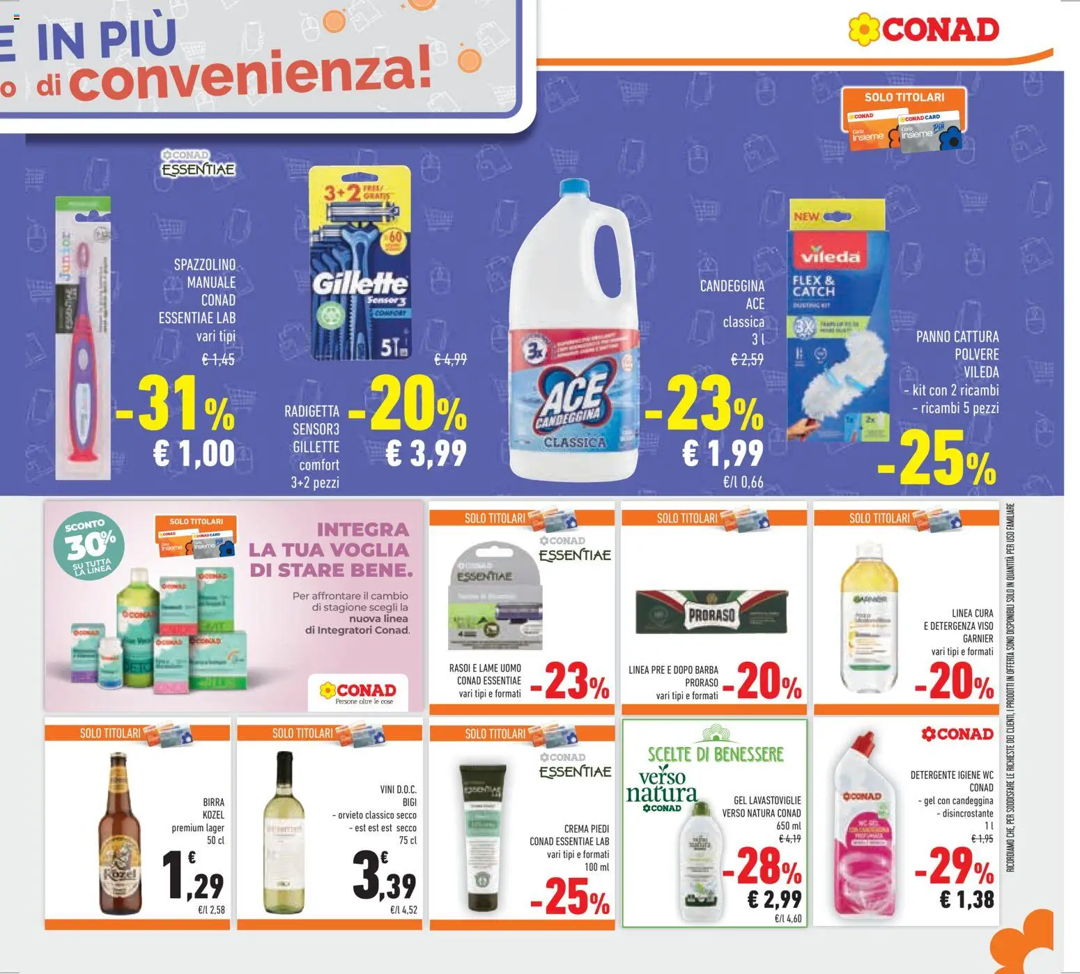Volantino Conad del 08.04.2026 | Pagina: 29 | Prodotti: Spazzolino, Detergente, Candeggina, WC