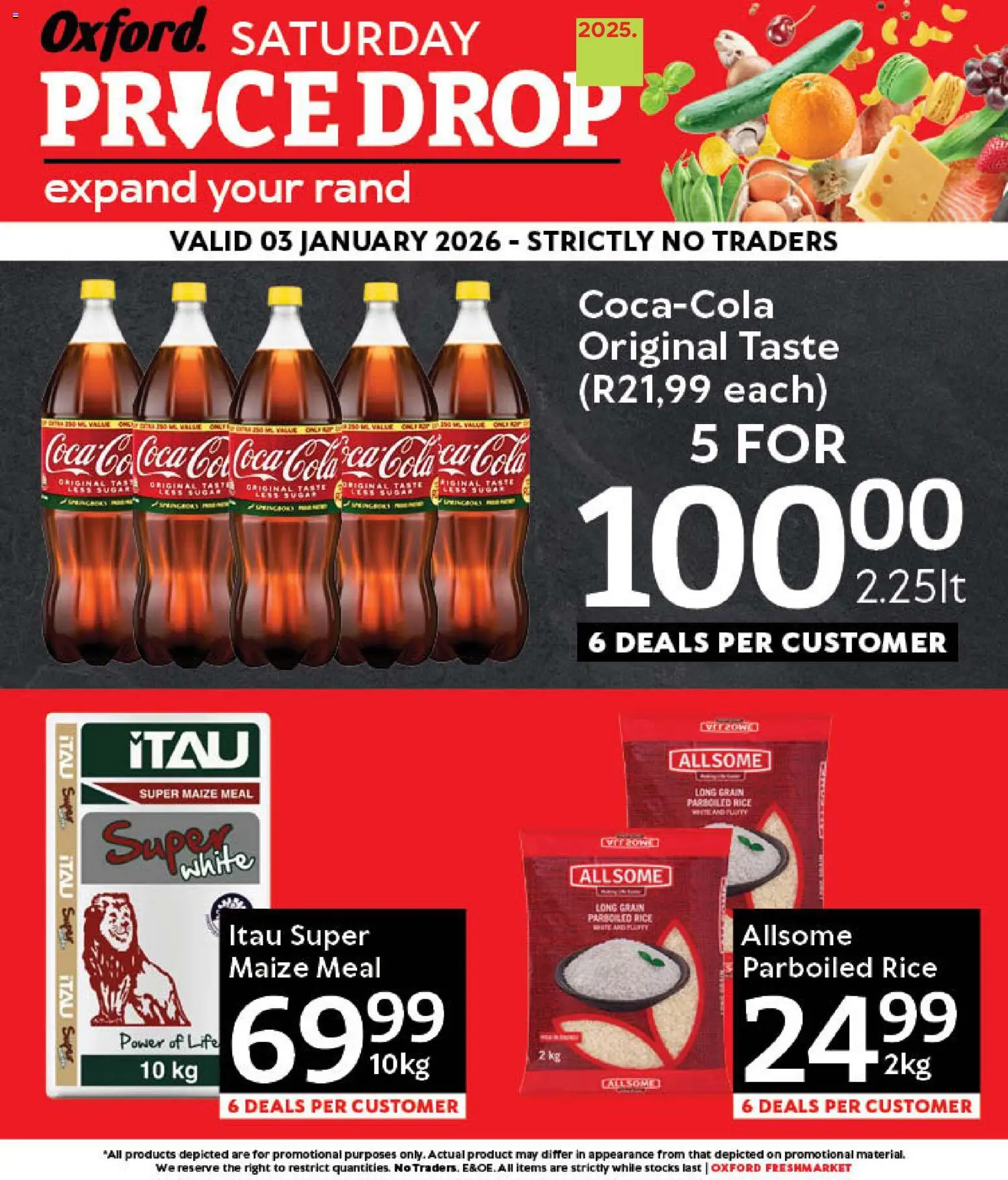New Oxford Freshmarket catalogue – valid from 03.01.2026 | Page: 1 | Products: Maize meal, Rice