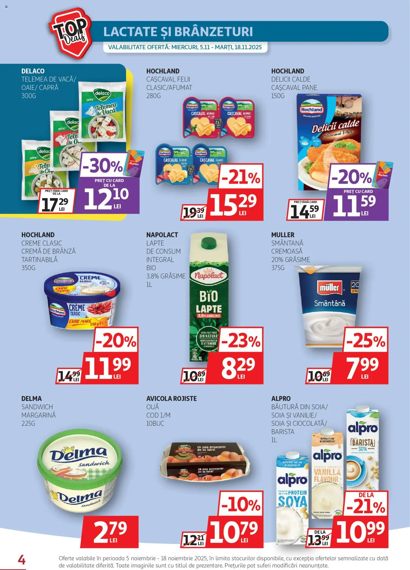 Noul catalog Auchan – valabil de la 05.11.2025 | Pagină: 4 | Produse: Cremă, Ouă, Cremă de brânză, Smântână