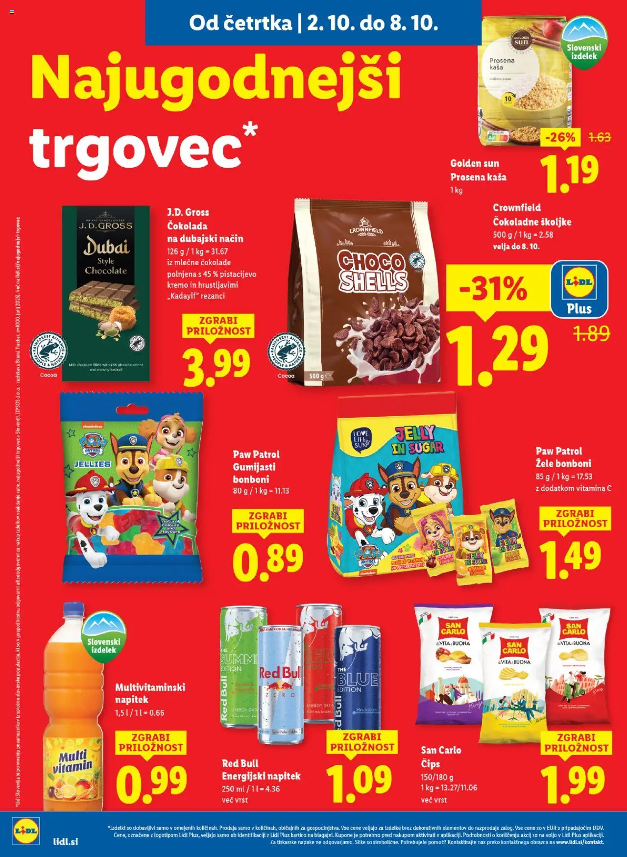 Novi Lidl katalog ponudbe – veljaven od 02.10.2025 | Stran: 10 | Izdelki: Bonboni, Energijski napitek, Cokolada, Cips