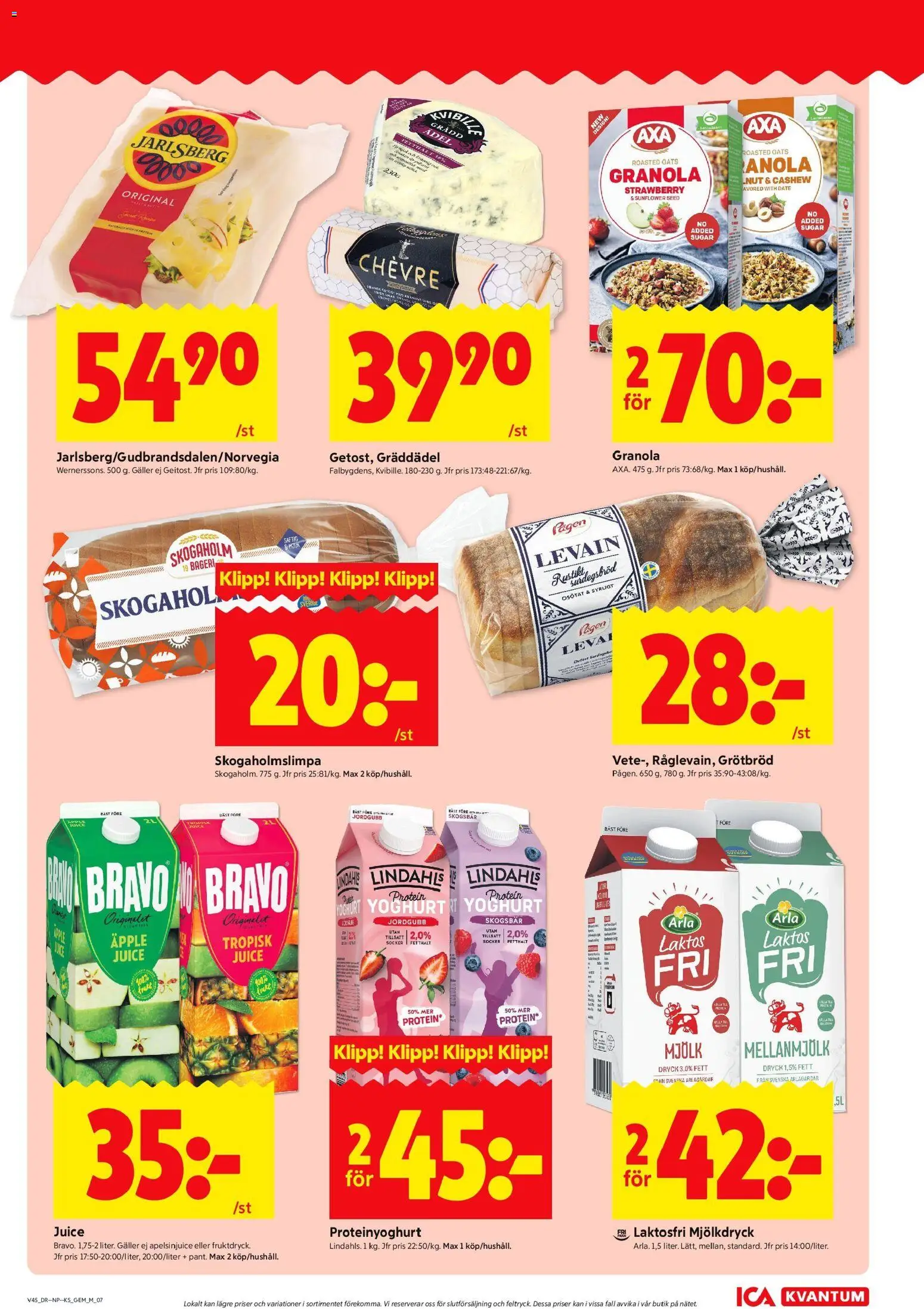 ICA Kvantum reklamblad aktuell från 03.11.2025 | Sida: 7 | Produkter: Mjölk, Yoghurt, Äpple, Granola