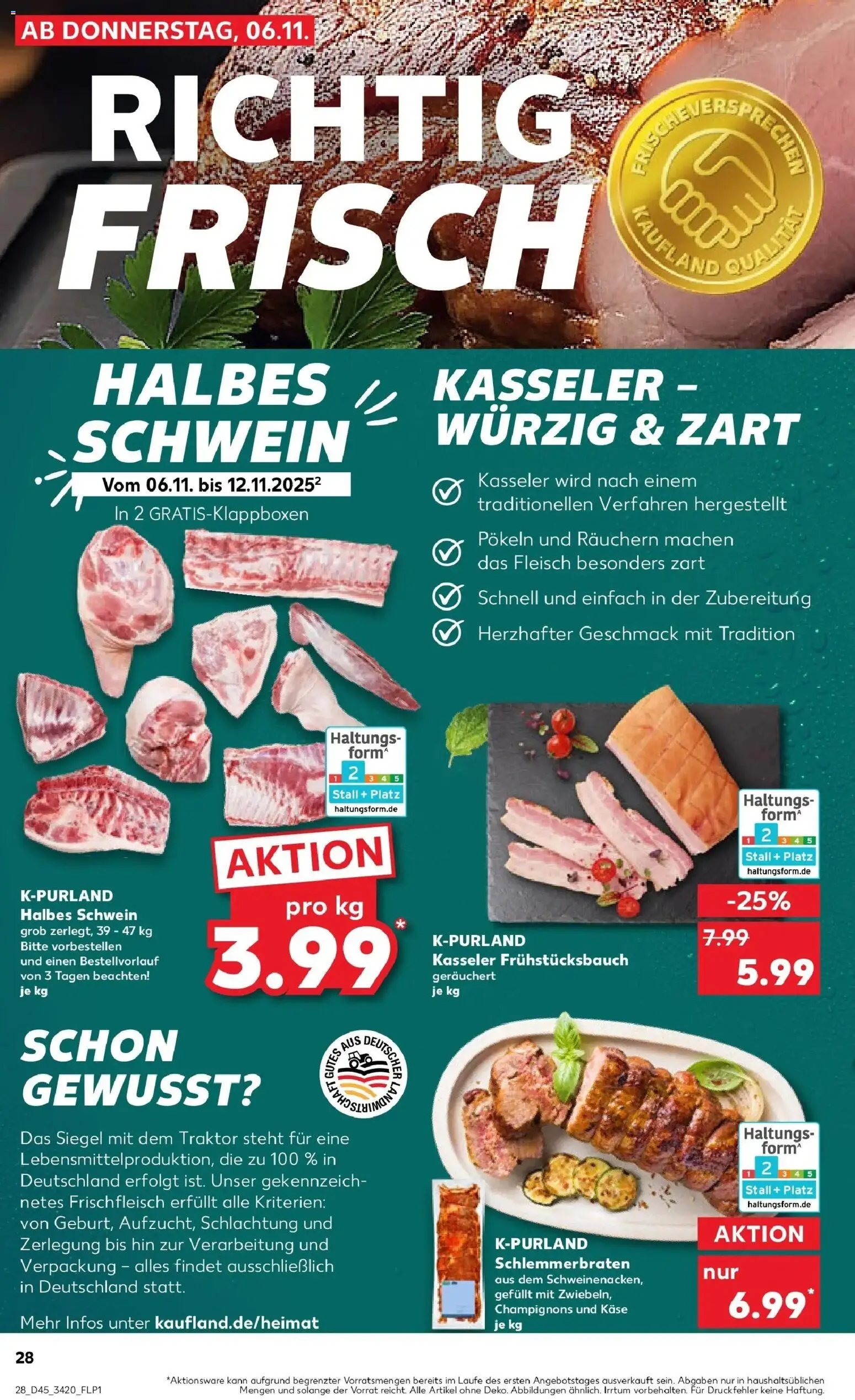 Kaufland prospekt Blankenfelde-Mahlow	 – gültig ab 10.11.2025 | Seite: 28 | Produkte: Käse, Champignons, Fleisch