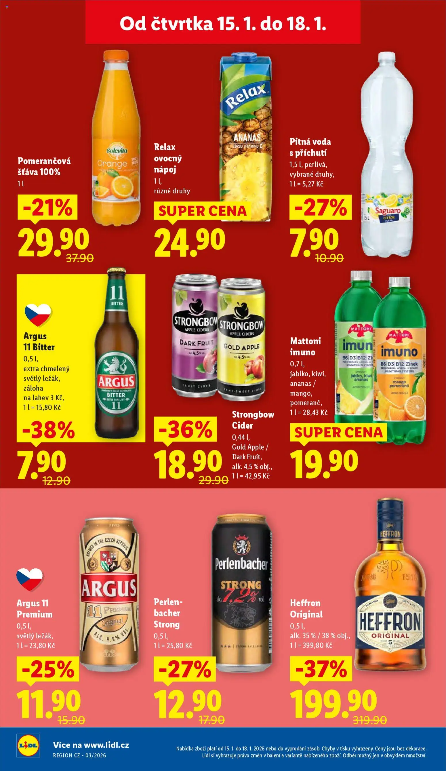 Lidl leták od 15.01.2026 | Strana: 22 | Produkty: Voda, Pivo, Strongbow, Láhev