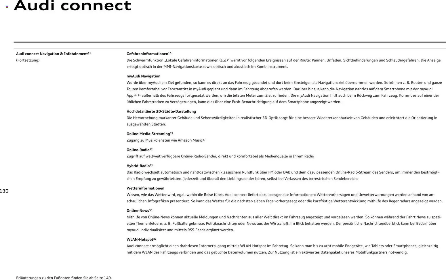 Audi A8 – gültig ab 28.10.2025 | Seite: 130 | Produkte: Navigation, Smartphone, Radio