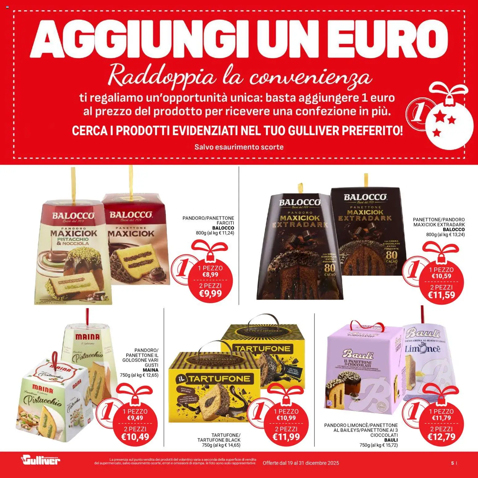 Volantino Gulliver del 19.12.2025 | Pagina: 5 | Prodotti: Crema, Cioccolato, Panettone, Cacao