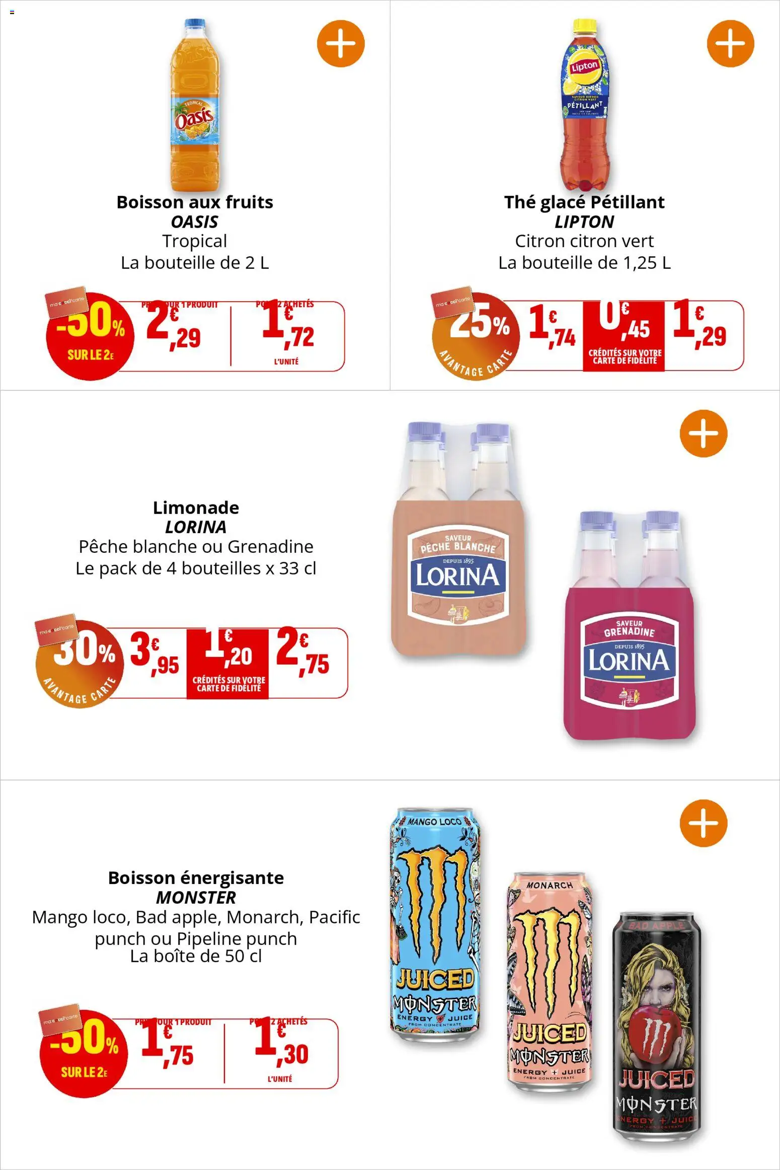 {H1} | Page: 36 | Produits: Citron, Pêche, Boisson énergisante, Thé