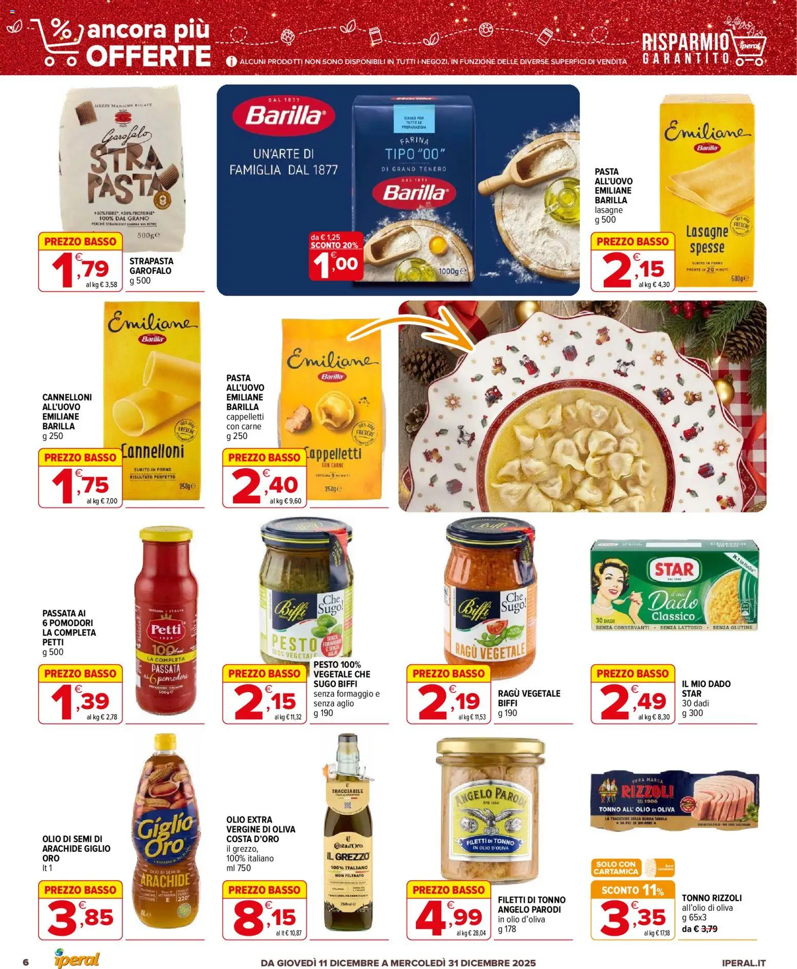 Volantino Iperal del 11.12.2025 | Pagina: 6 | Prodotti: Farina, Pomodori, Pesto, Sugo
