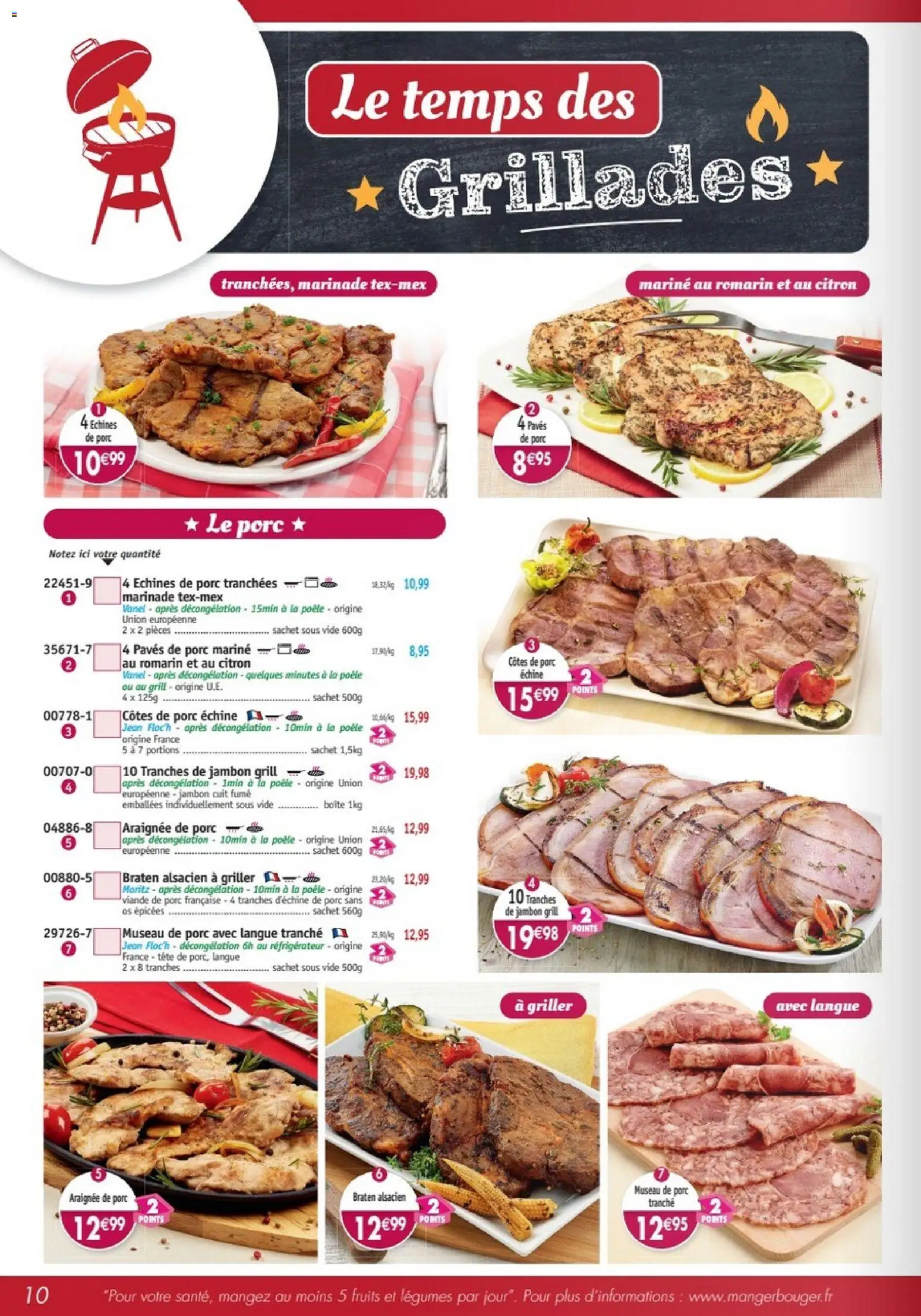 {H1} | Page: 10 | Produits: Viande de porc, Réfrigérateur, Jambon, Viande