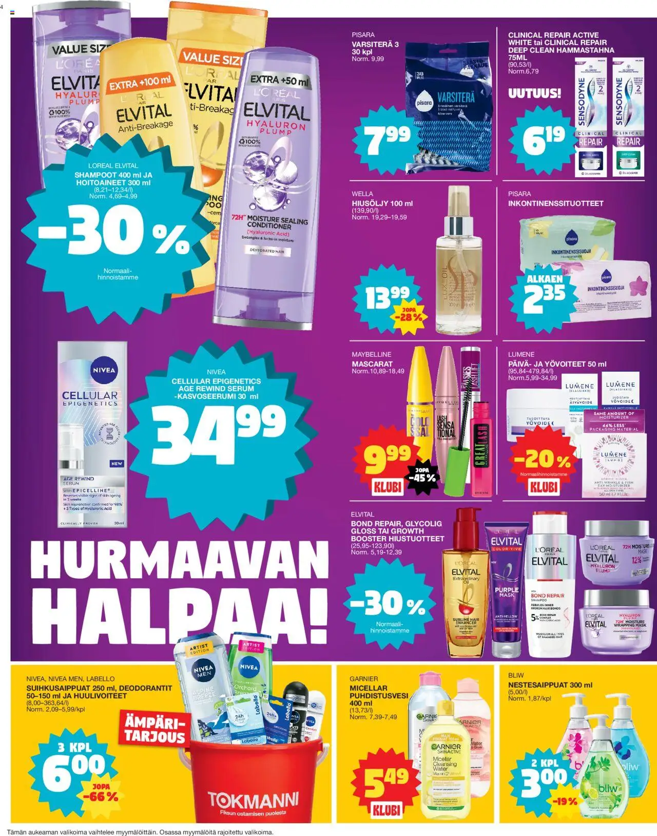 Tokmanni tarjoukset – voimassa 08.09.2025 alkaen | Sivu: 4 | Tuotteet: Shampoo, Hiusöljy, Hammastahna, Ämpäri