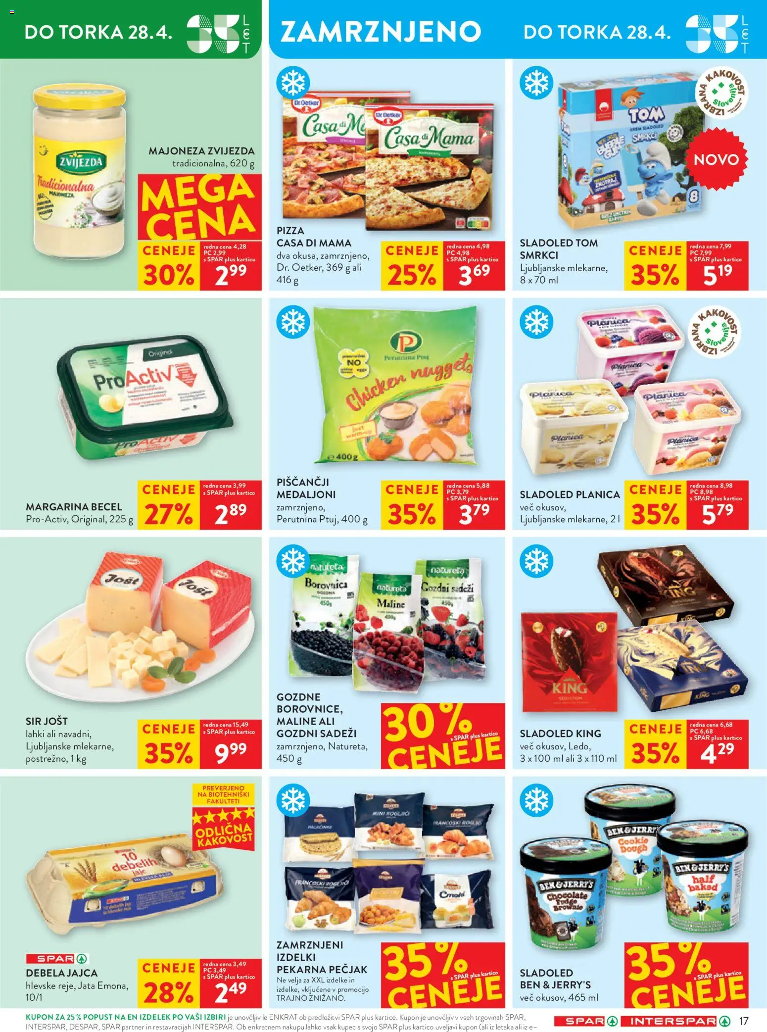 Novi Spar katalog ponudbe – veljaven od 22.04.2026 | Stran: 19 | Izdelki: Pekarna, Sir, Jajca, Maline