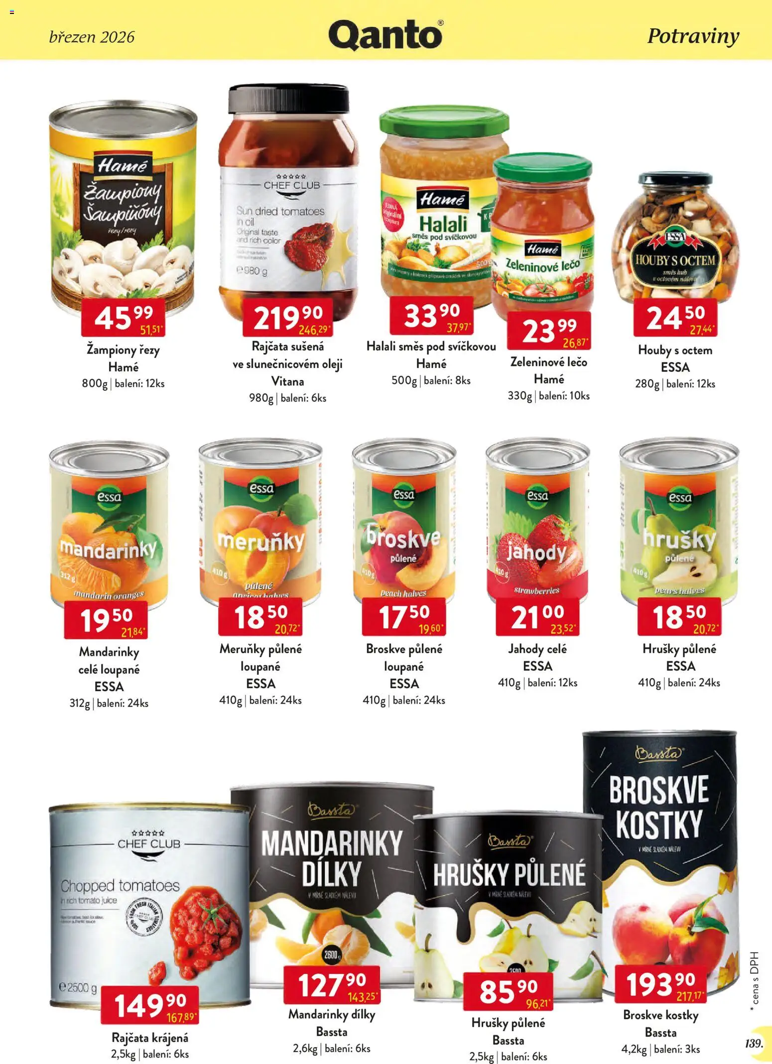 Astur & Qanto leták - Velkoobchod 03/2026 od 01.03.2026 | Strana: 139 | Produkty: Žampiony, Jahody, Potraviny, Meruňky