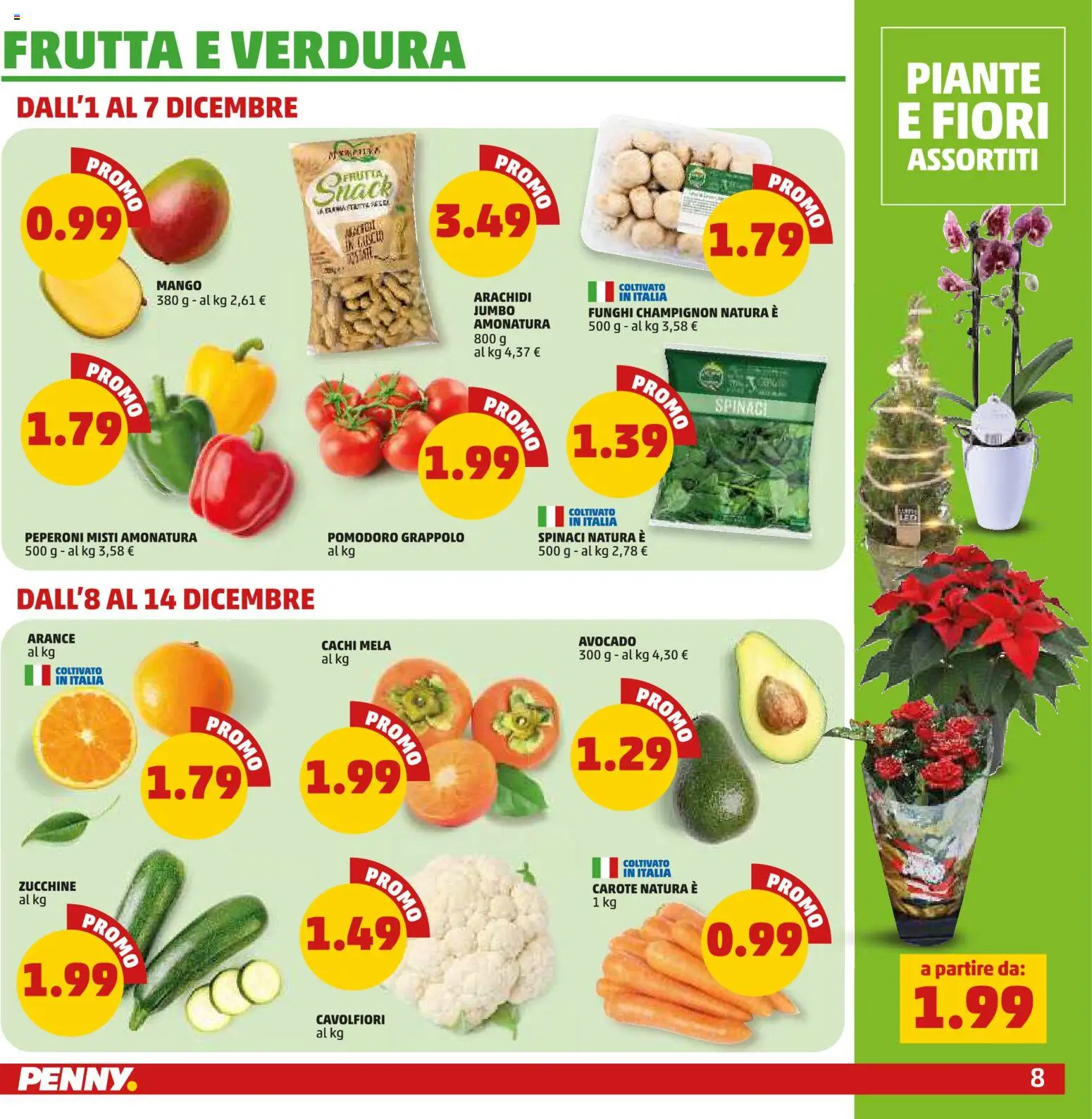 Volantino PENNY del 01.12.2025 | Pagina: 8 | Prodotti: Frutta, Carote, Spinaci, Zucchine