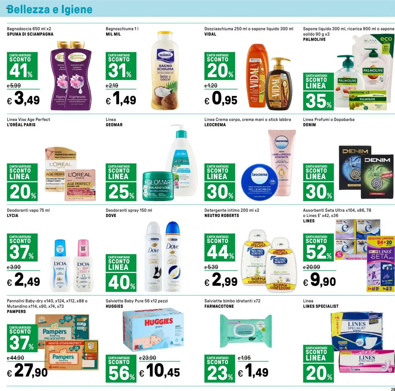 Volantino Iper del 13.10.2025 | Pagina: 29 | Prodotti: Dopobarba, Intimo, Cocco, Bagno
