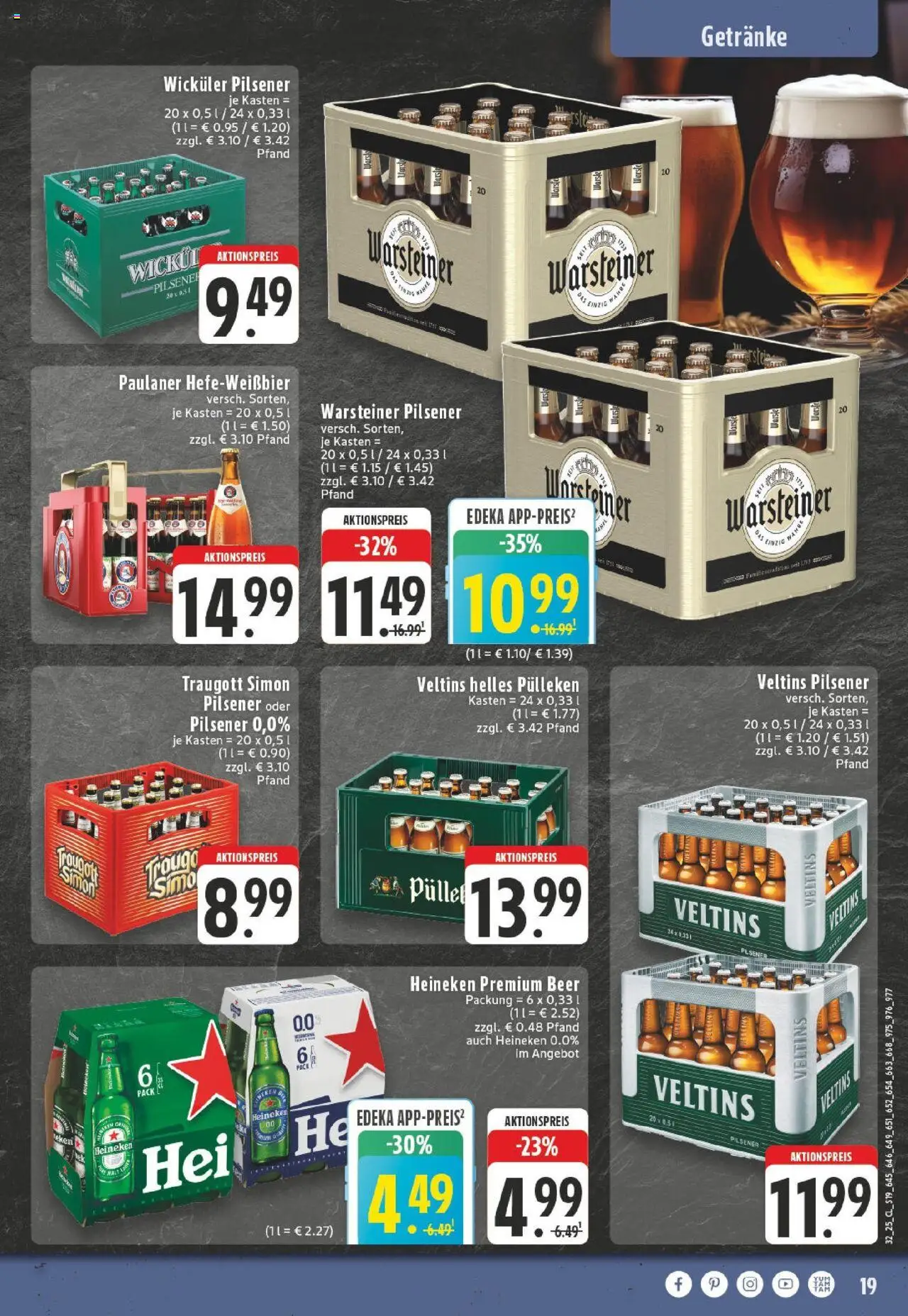 Edeka prospekt Düsseldorf - Bilk	 - gültig ab dem 03.08.2025 | Seite: 19 | Produkte: Heineken, Warsteiner, Paulaner, Veltins