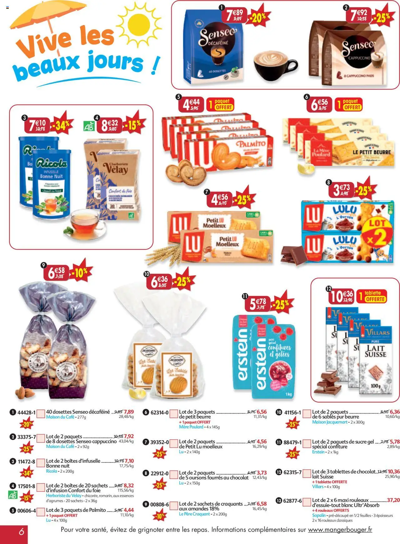  | Page: 6 | Produits: Tablettes de chocolat, Lait, Café, Amandes