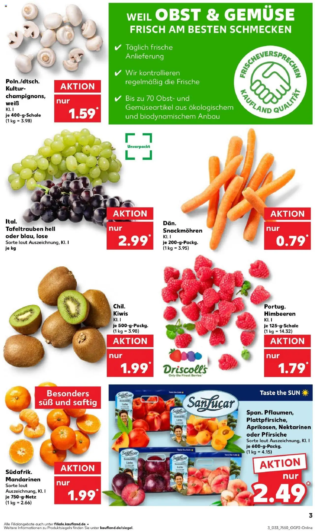 Kaufland prospekt Bad Dürrheim	 - gültig ab dem 14.08.2025 | Seite: 3 | Produkte: Himbeeren, Nektarinen, Mandarinen, Obst
