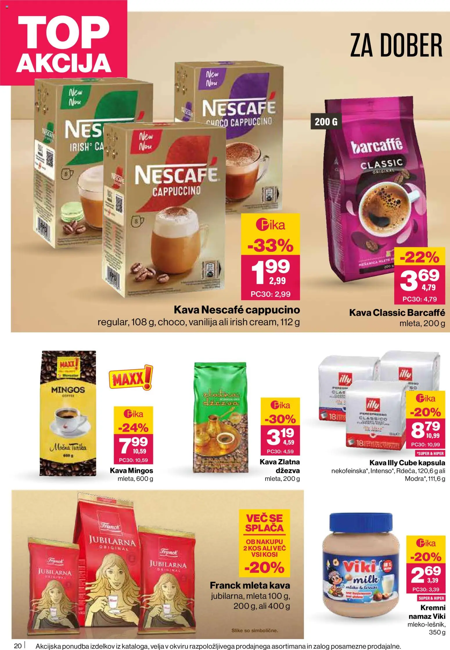 Novi Mercator katalog ponudbe – veljaven od 22.01.2026 | Stran: 20 | Izdelki: Namaz, Kos, Kava