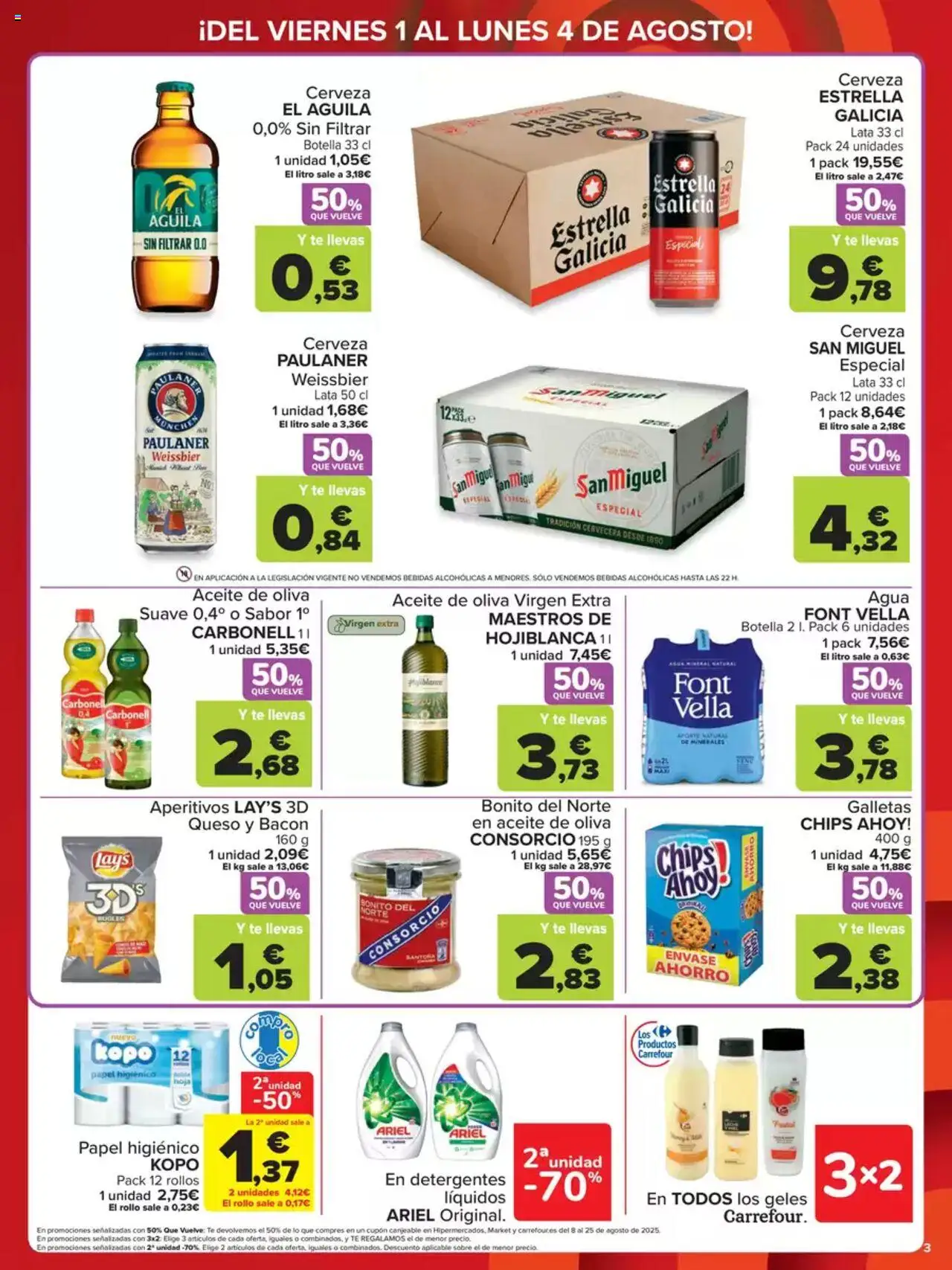 Carrefour folleto │ válido desde el 01.08.2025 | Página: 3 | Productos: Té, Galletas, Aceite de oliva, Aceite de oliva virgen extra