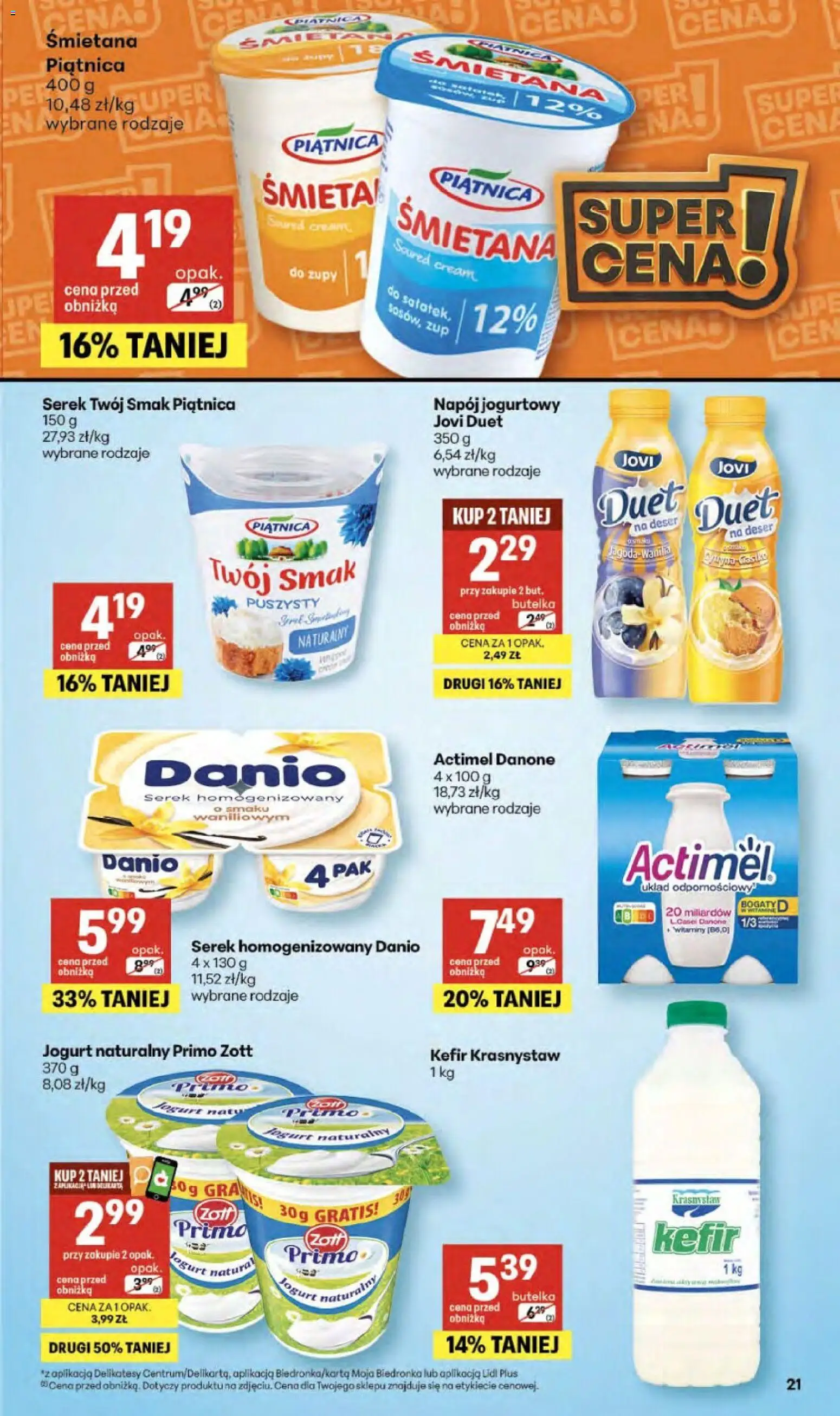 Delikatesy Centrum gazetka od 02.04.2026 | Strona: 21 | Produkty: Serek Twój Smak, Kefir, Serek, Jogurt