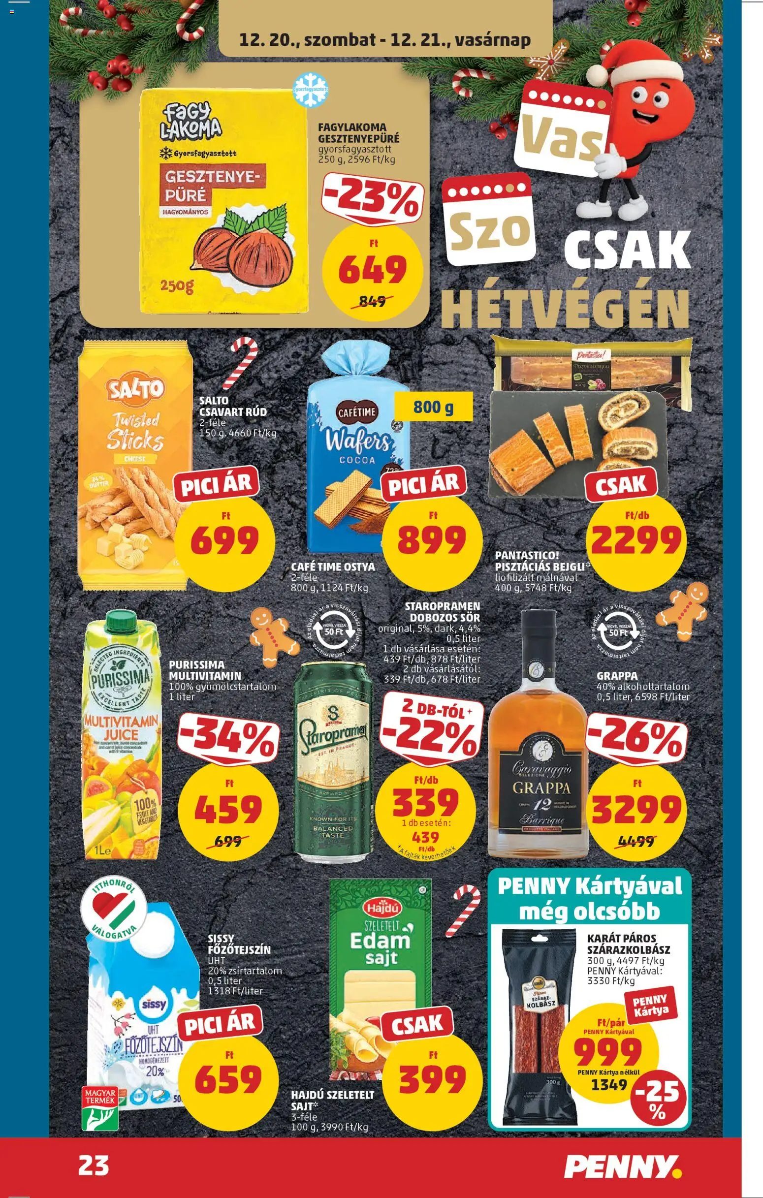 PENNY akciós ujság - amely érvényes a következő dátumtól: 18.12.2025 | Oldal: 27 | Termékek: Gesztenyepüré, Főzőtejszín, Grappa, Sajt