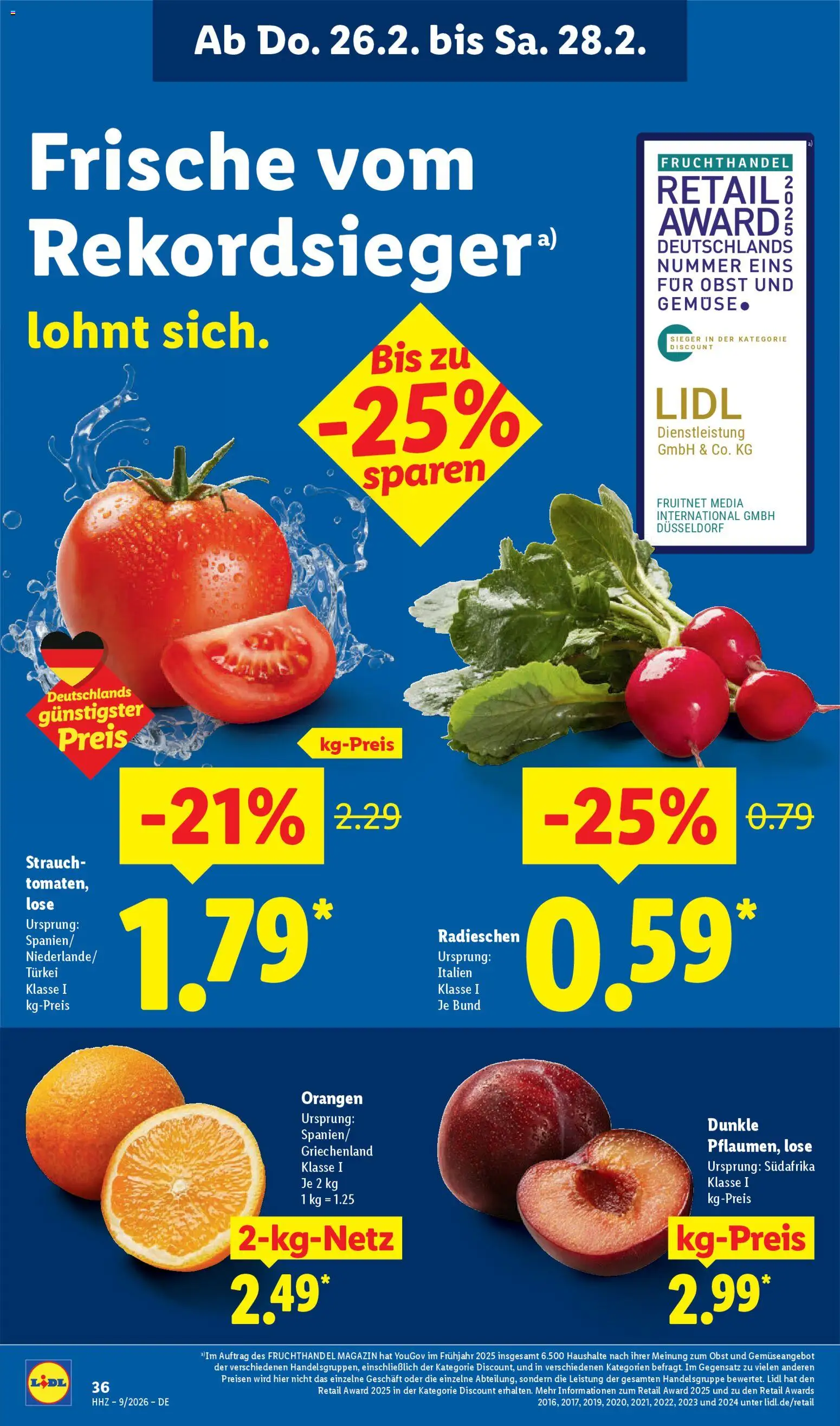 Lidl Prospekt Uffenheim – gültig ab 23.02.2026 | Seite: 58 | Produkte: Orangen, Gemüse, Obst