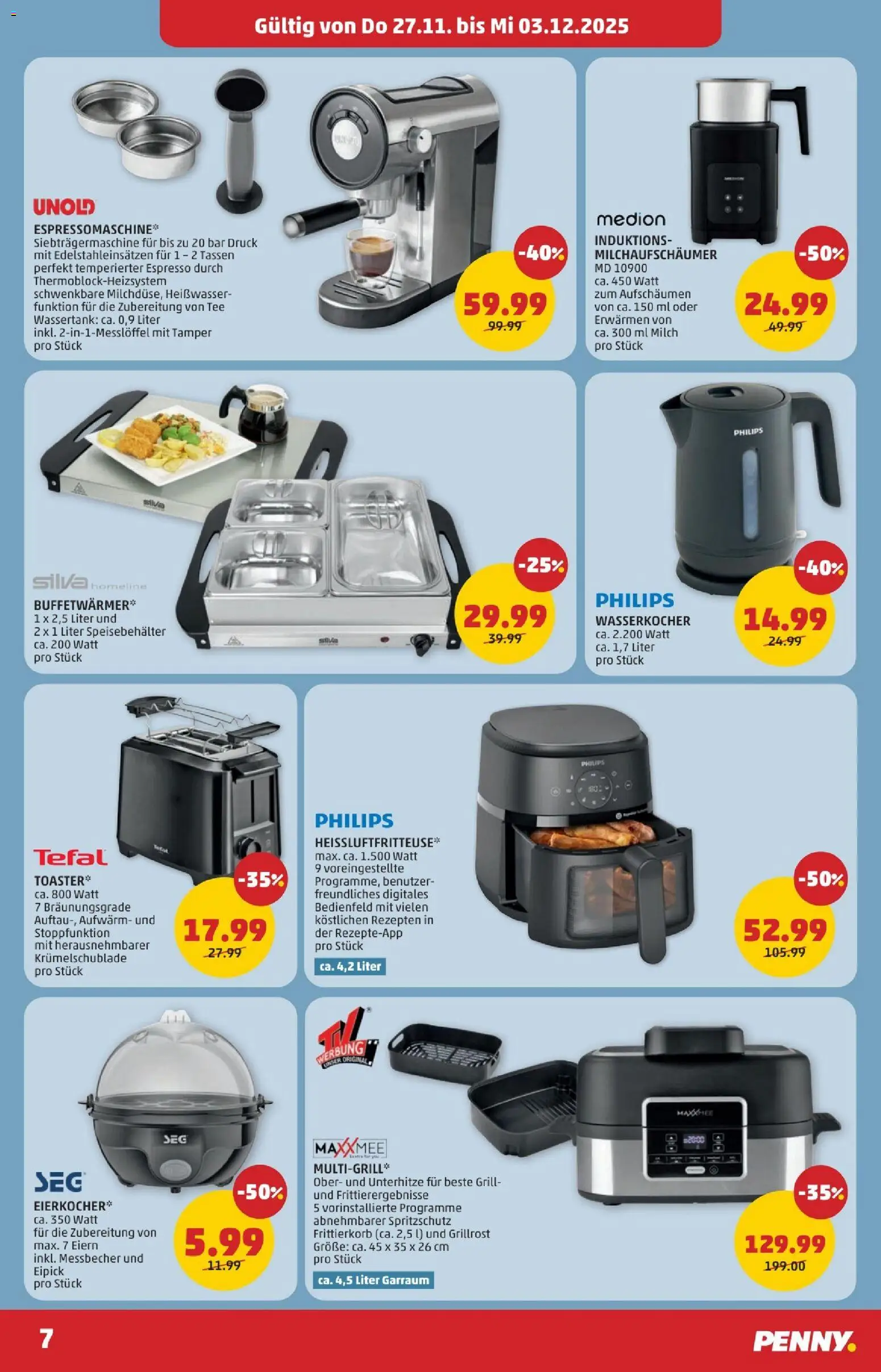 Penny Markt - Black Friday gültig ab 27.11.2025 | Seite: 7 | Produkte: Grill, Wasserkocher, Milch, Tee