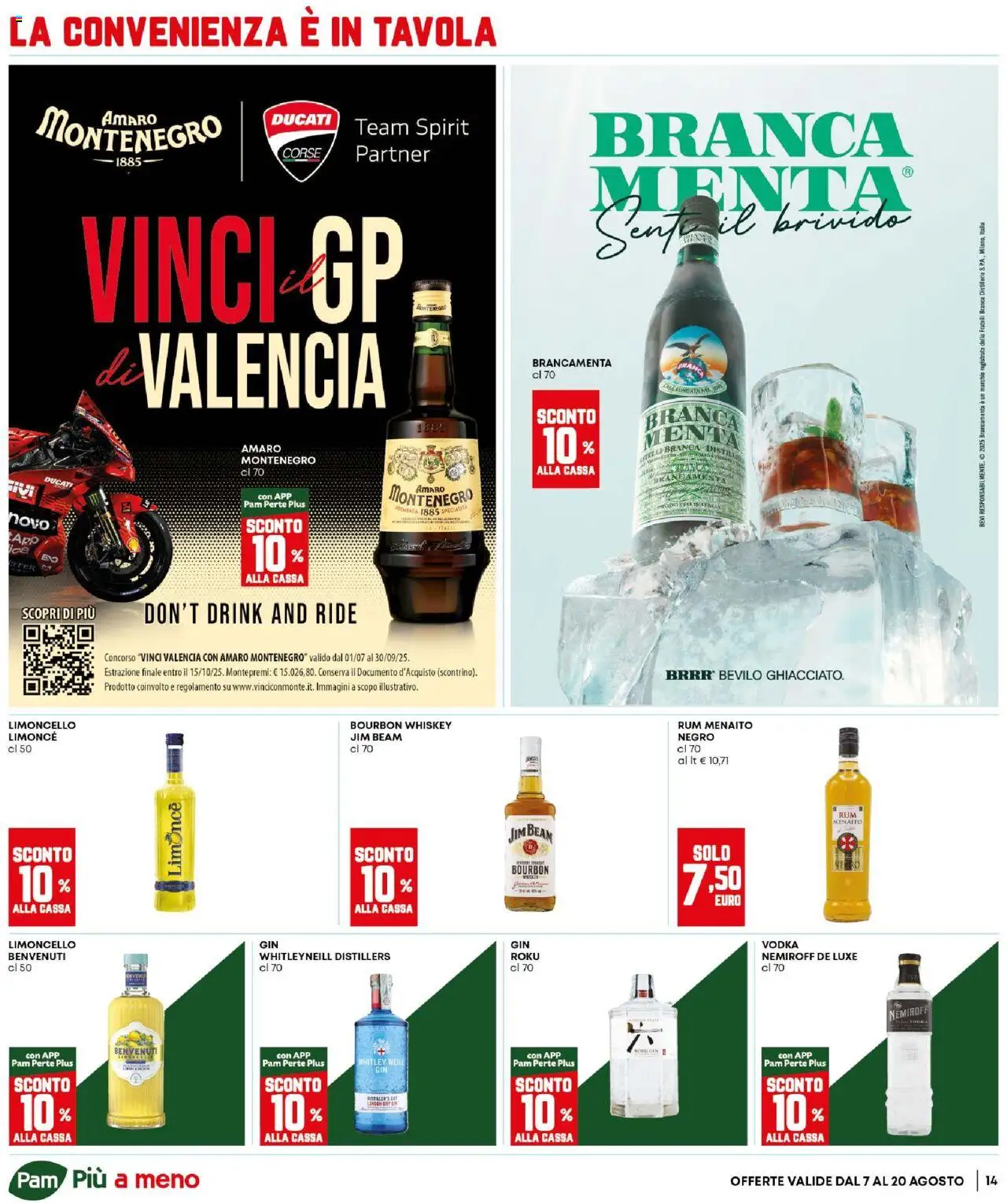 Volantino Panorama del 07.08.2025 | Pagina: 14 | Prodotti: Bourbon, Vodka, Rum, Menta