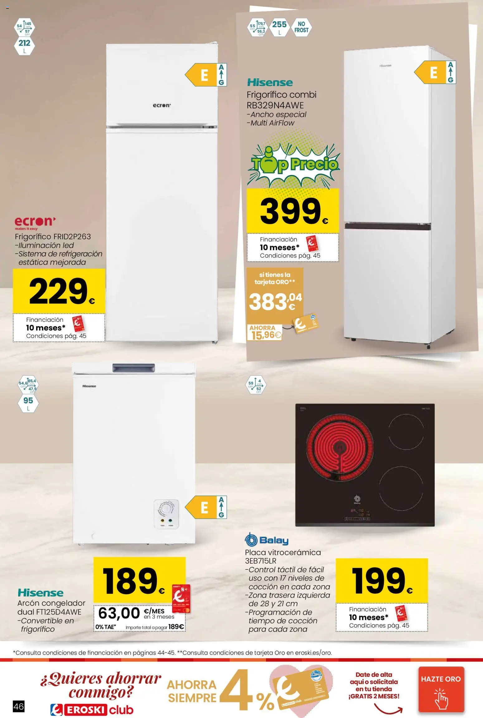 Eroski - Qué planazo │ válido desde el 26.03.2026 | Página: 46 | Productos: Congelador, Combi, Galette de chaise