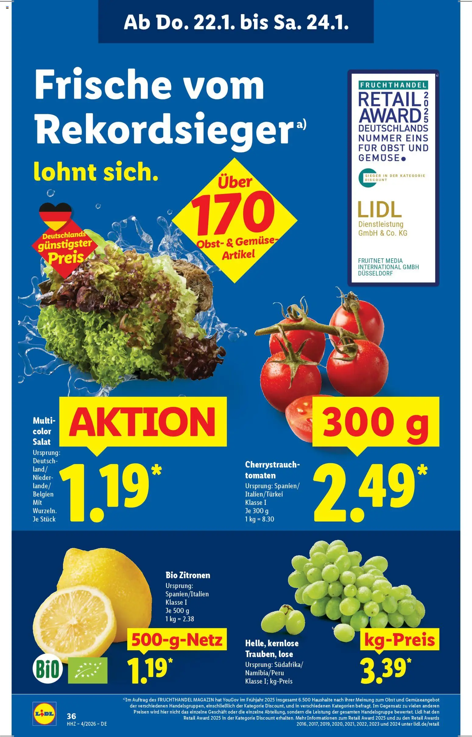 Lidl Prospekt Traunreut – gültig ab 19.01.2026 | Seite: 54 | Produkte: Tomaten, Gemüse, Obst, Salat
