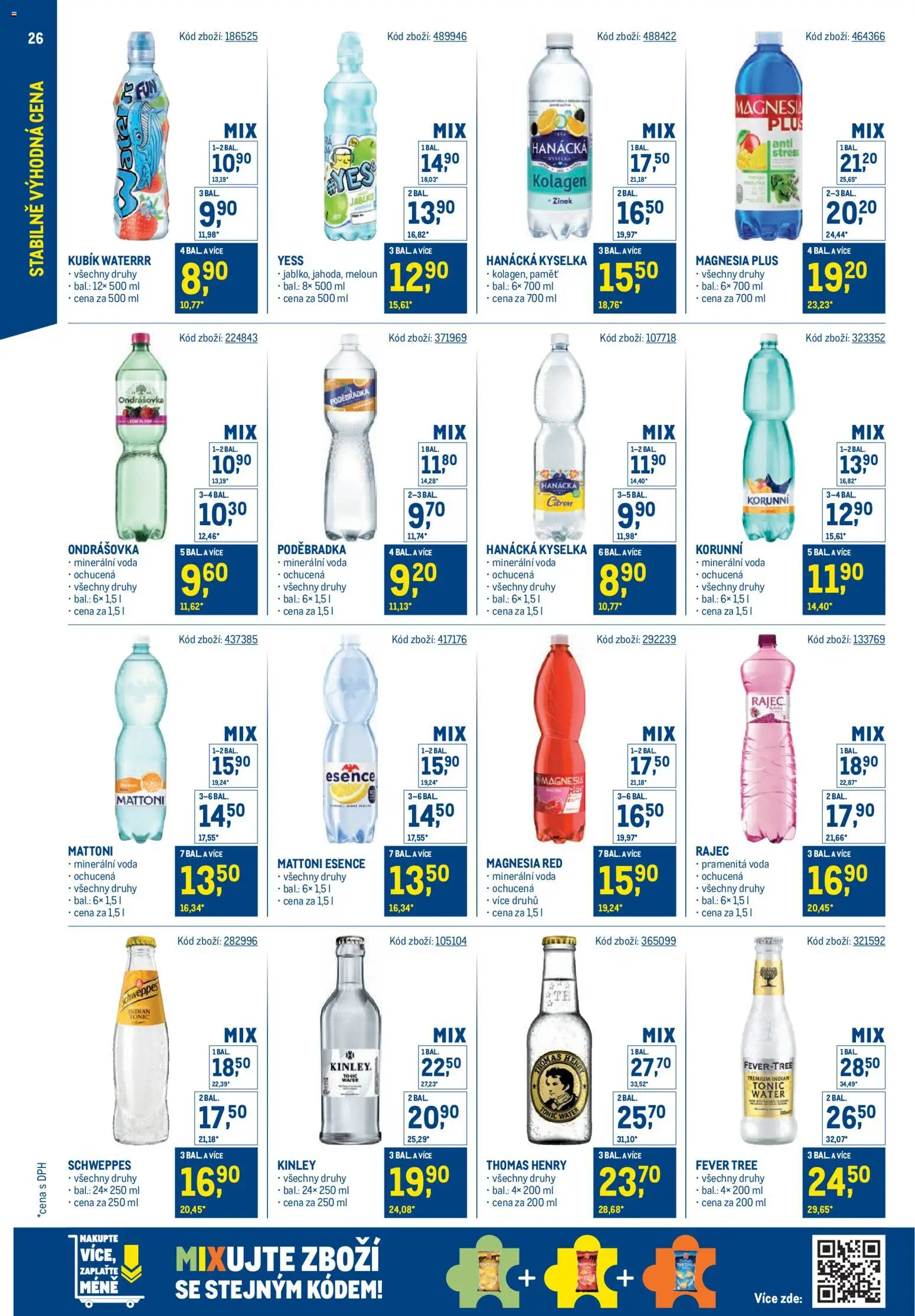 Makro leták - Stabilně výhodná cena od 19.11.2025 | Strana: 26 | Produkty: Hanácká kyselka, Voda, Minerální voda, Magnesia Red