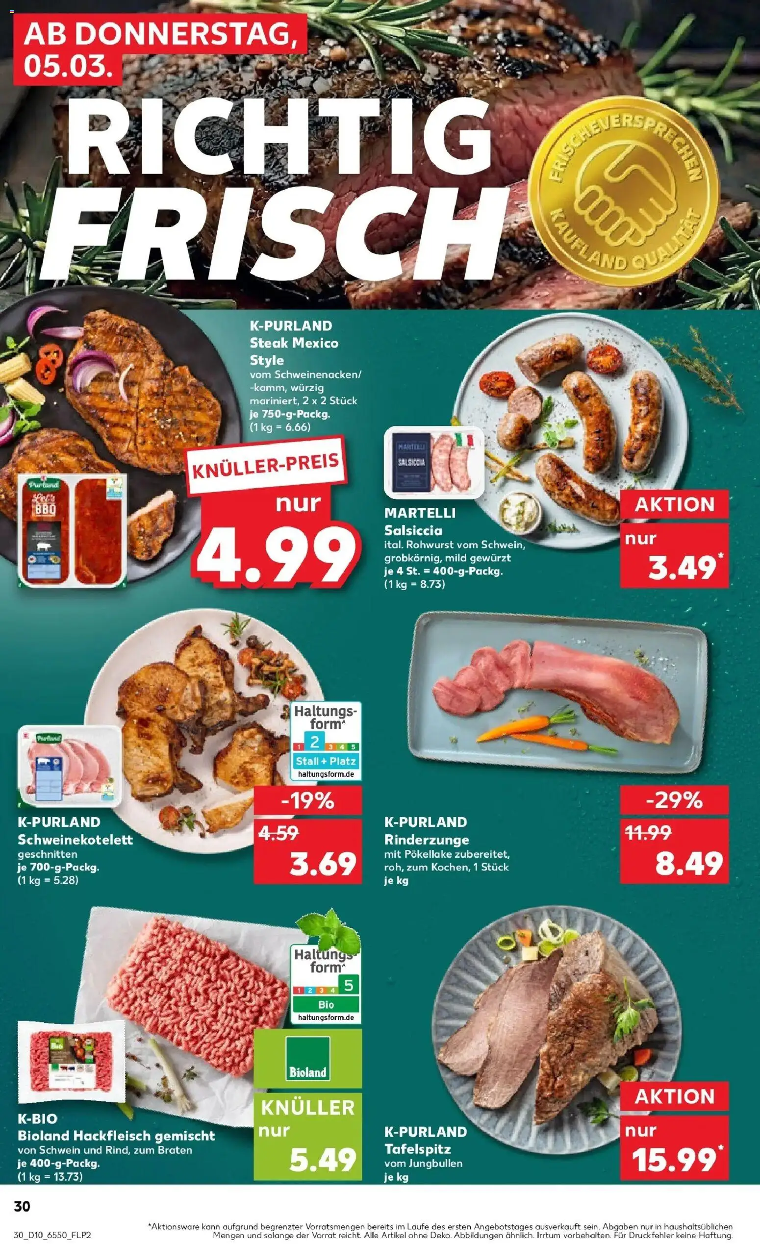 Kaufland Prospekt Rendsburg	 – gültig ab 05.03.2026 | Seite: 30 | Produkte: Tafelspitz, Steak, Hackfleisch