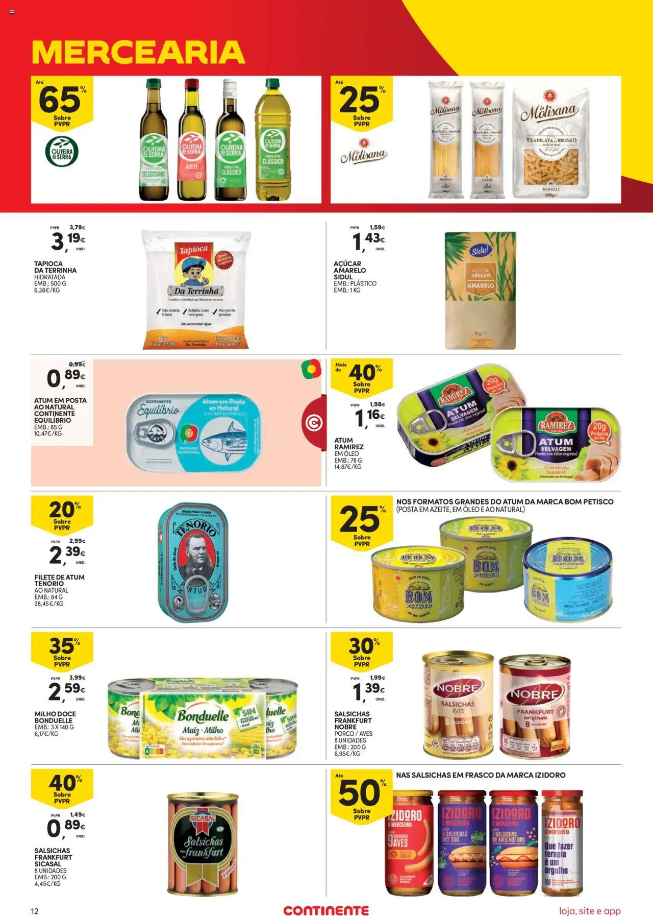 Continente Semanal Continente Bom Dia │ válido de 14.10.2025 | Página: 12 | Produtos: Óleo, Açúcar, Milho, Proteina