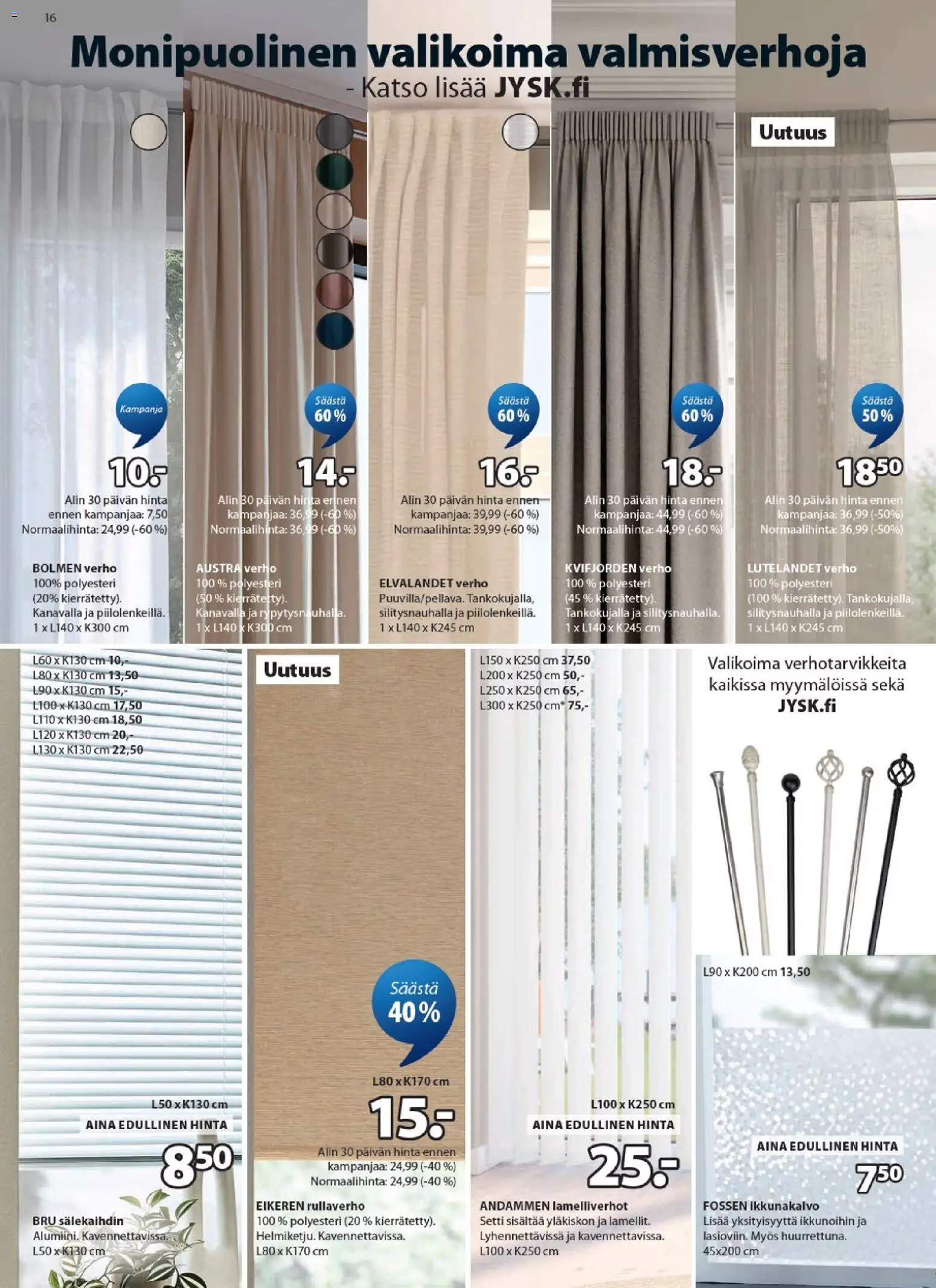 JYSK tarjoukset – voimassa 23.04.2026 alkaen | Sivu: 16 | Tuotteet: Verho
