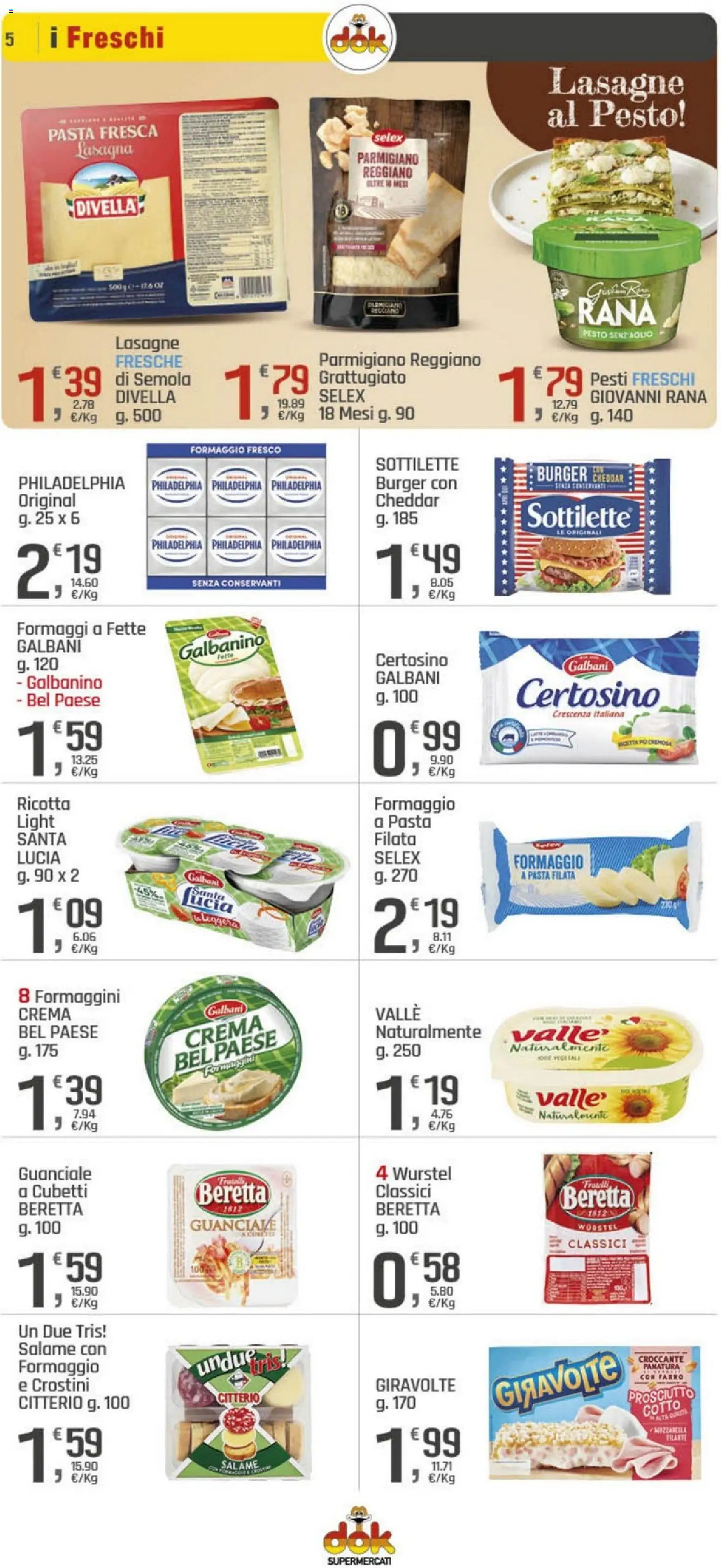 Volantino DOK del 18.02.2026 | Pagina: 5 | Prodotti: Prosciutto Cotto, Salame, Formaggio, Parmigiano reggiano