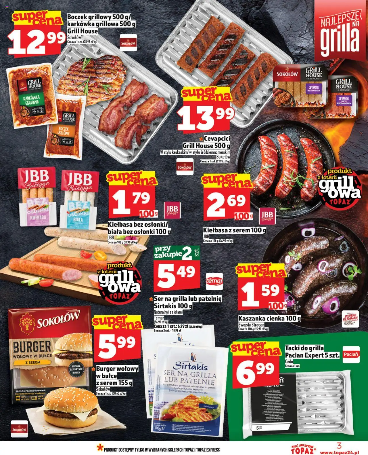 Topaz Gazetka MAZ od 05.06.2025 | Strona: 3 | Produkty: Karkówka, Grill, Patelnie, Ser na grilla