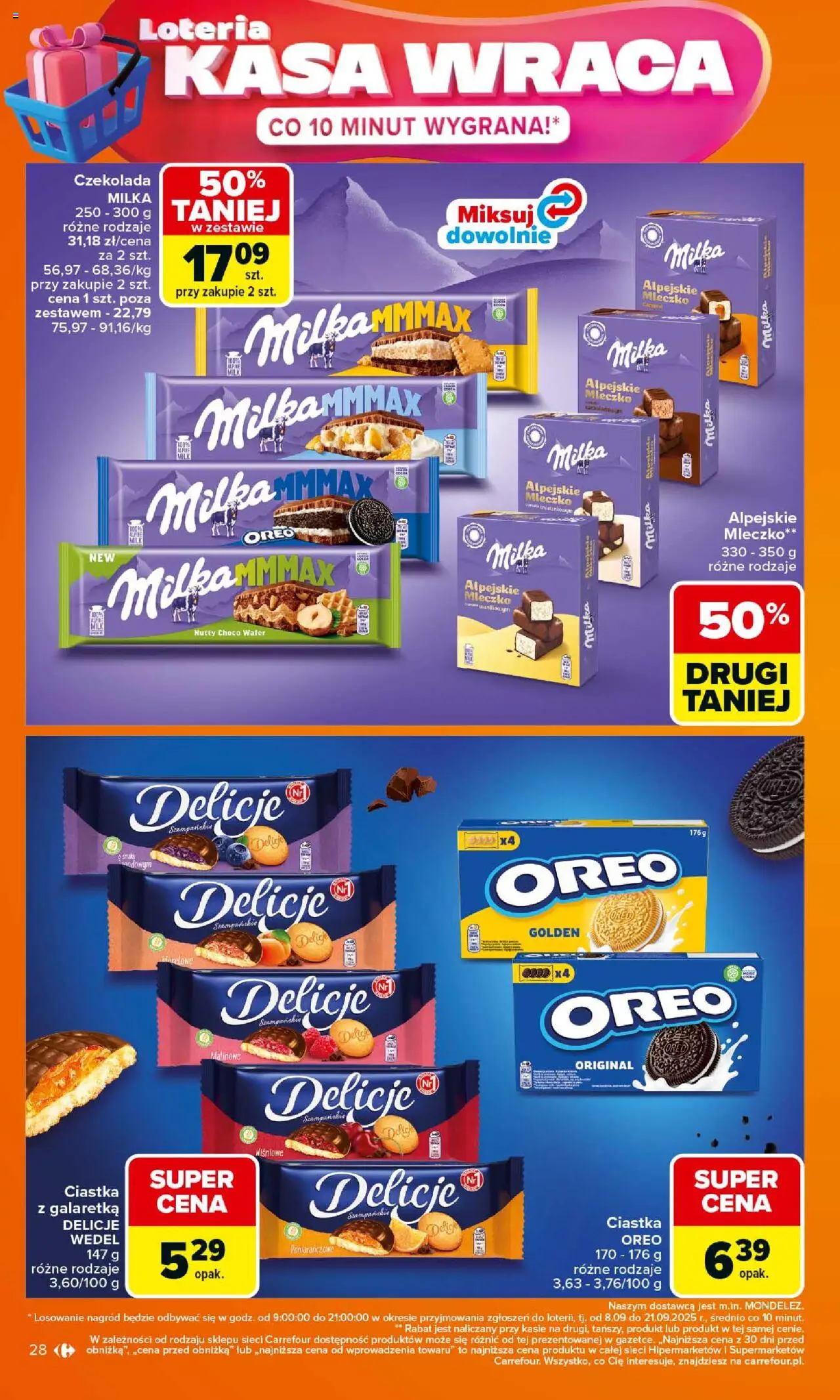 Carrefour Gazetka od 15.09.2025 | Strona: 28 | Produkty: Galaretka, Milka, Czekolada, Ciastka