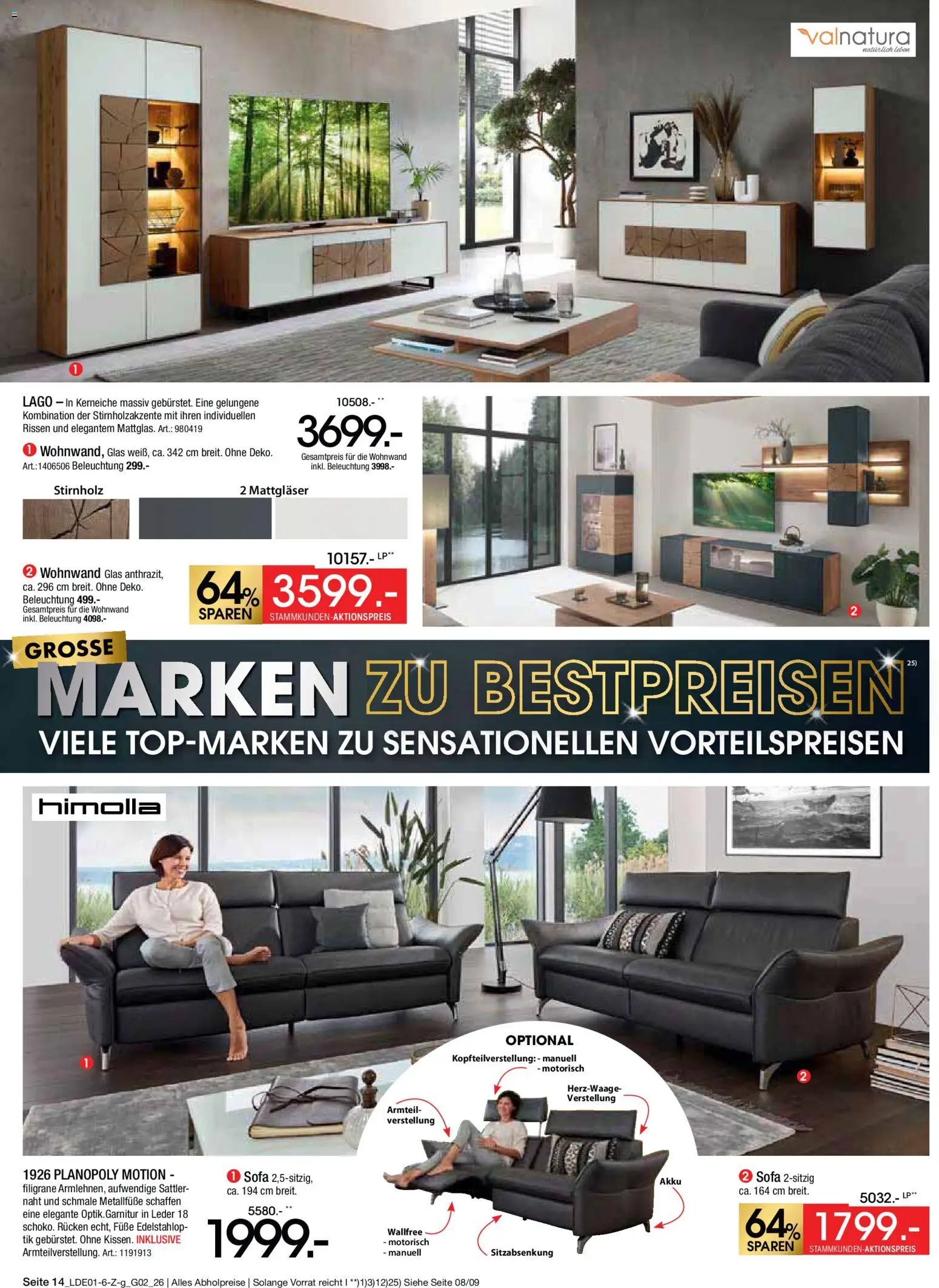 Zurbrüggen Große Marken-Sensation – gültig ab 31.01.2026 | Seite: 14 | Produkte: Wohnwand, Sofa