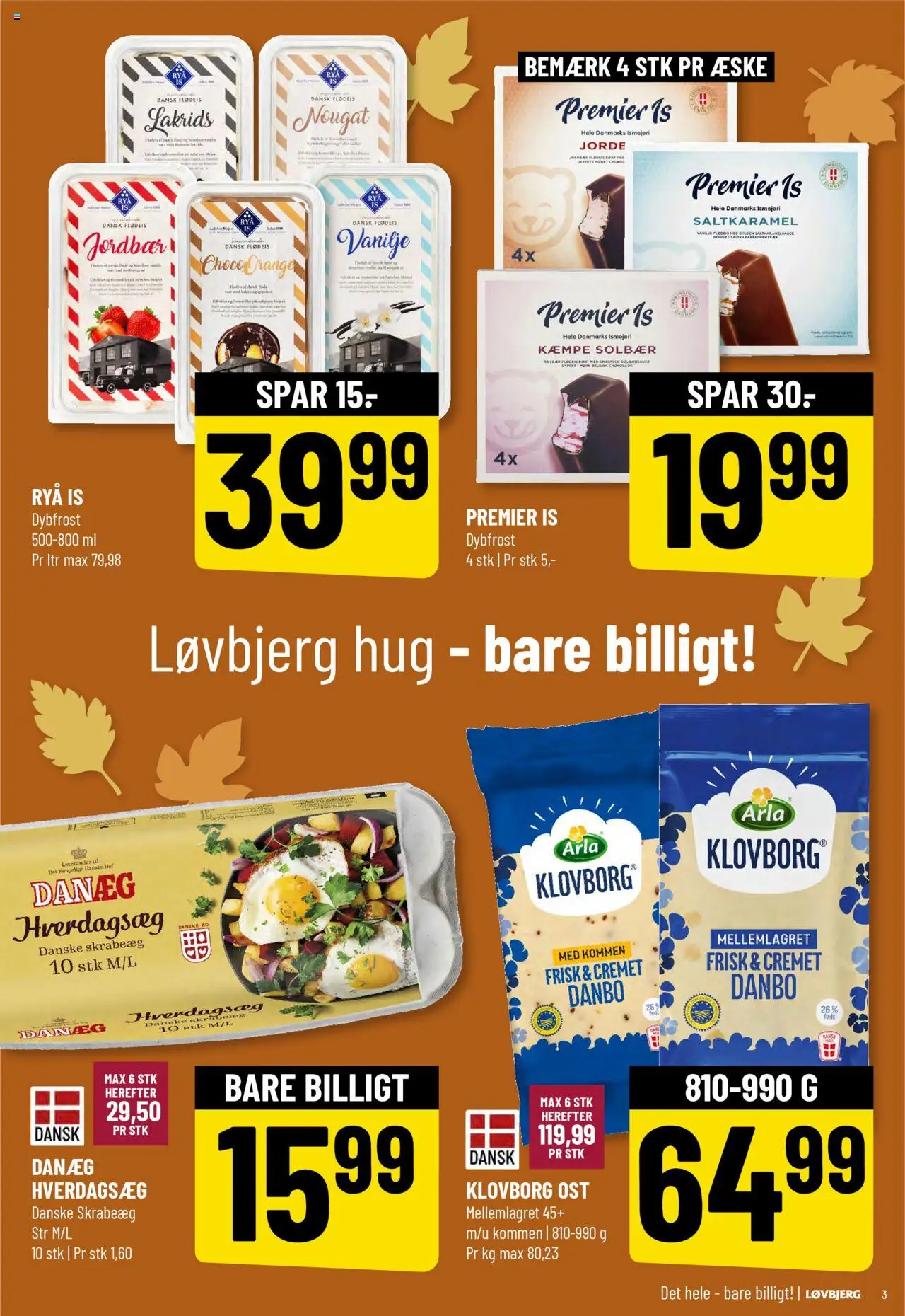 Løvbjerg tilbudsavis – gyldig fra 10.10.2025 | Side: 3 | Produkter: Ost, Is, Vanilje, Nougat