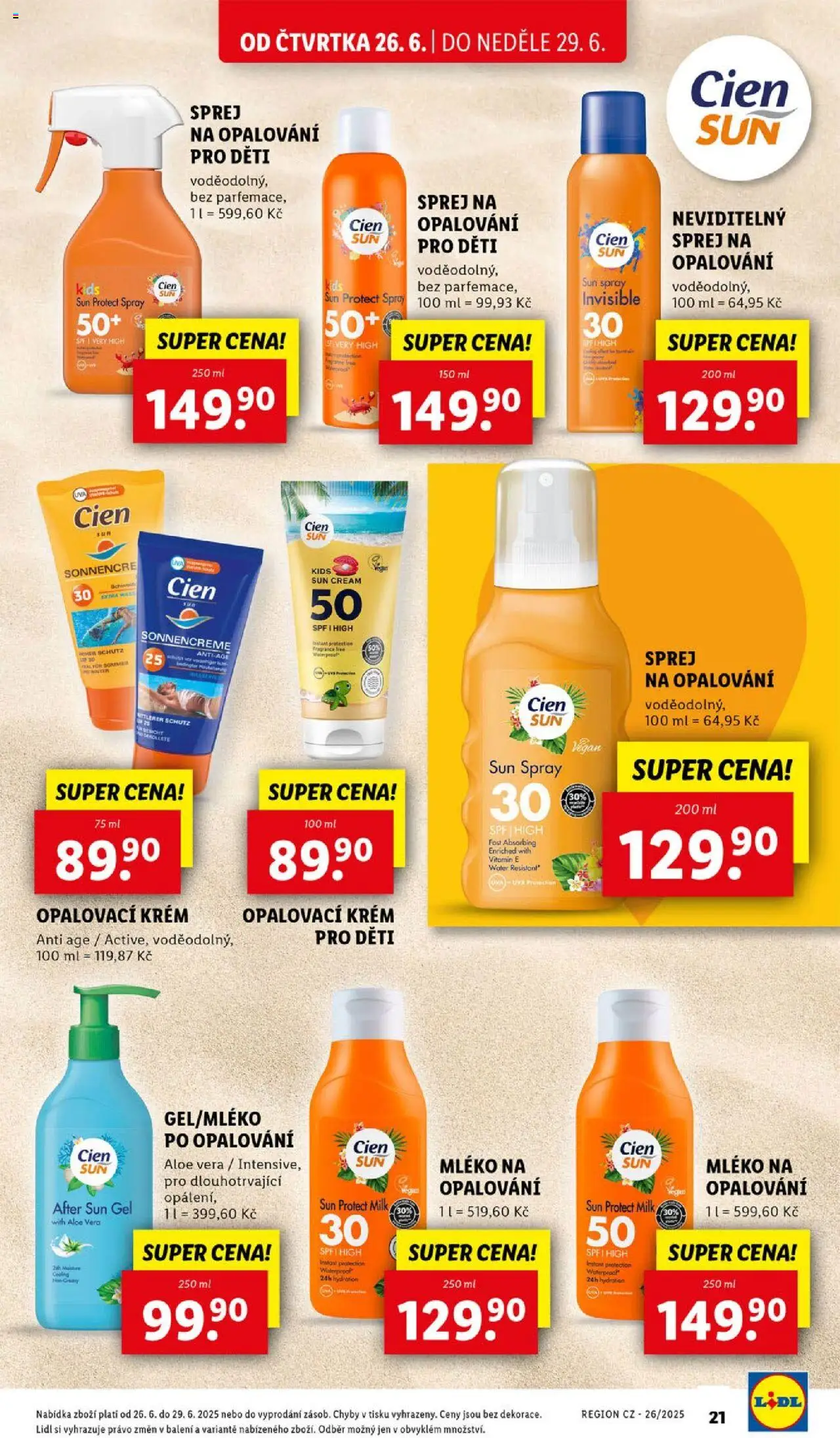 Lidl leták od 26.06.2025 | Strana: 31 | Produkty: Opalovací krém, Mléko, Cien, Aloe vera