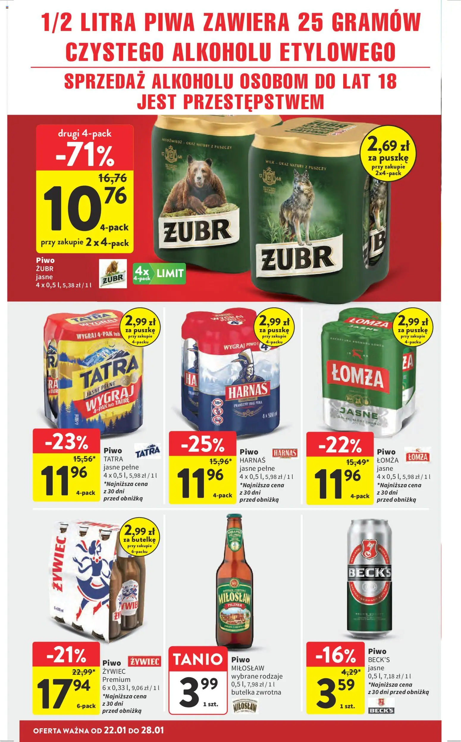 Intermarche Gazetka od 22.01.2026 | Strona: 34 | Produkty: Piwo żubr, Harnaś, Piwo