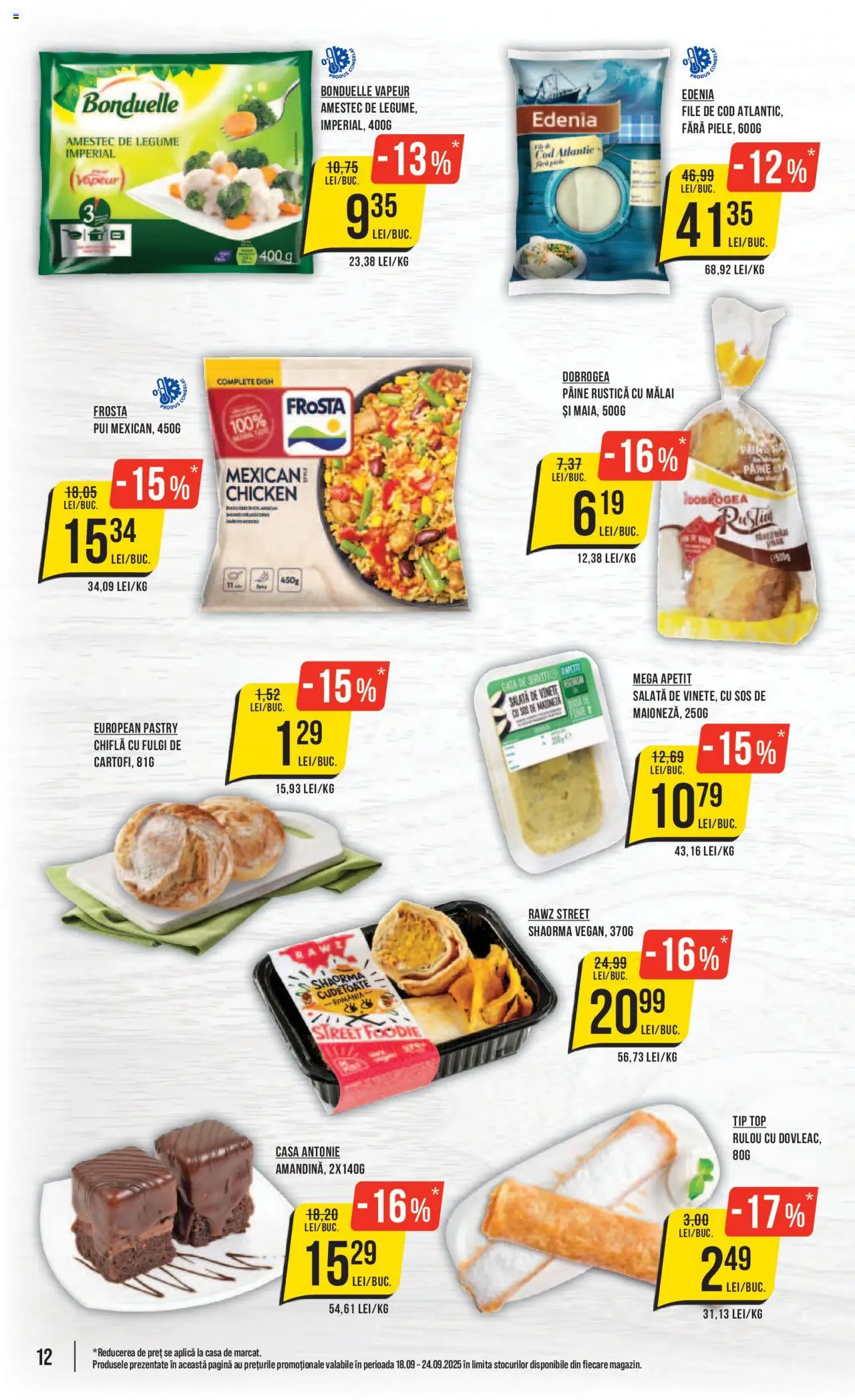 Noul catalog Mega Image – valabil de la 18.09.2025 | Pagină: 12 | Produse: Chiflă, Pâine, Salată, Sos