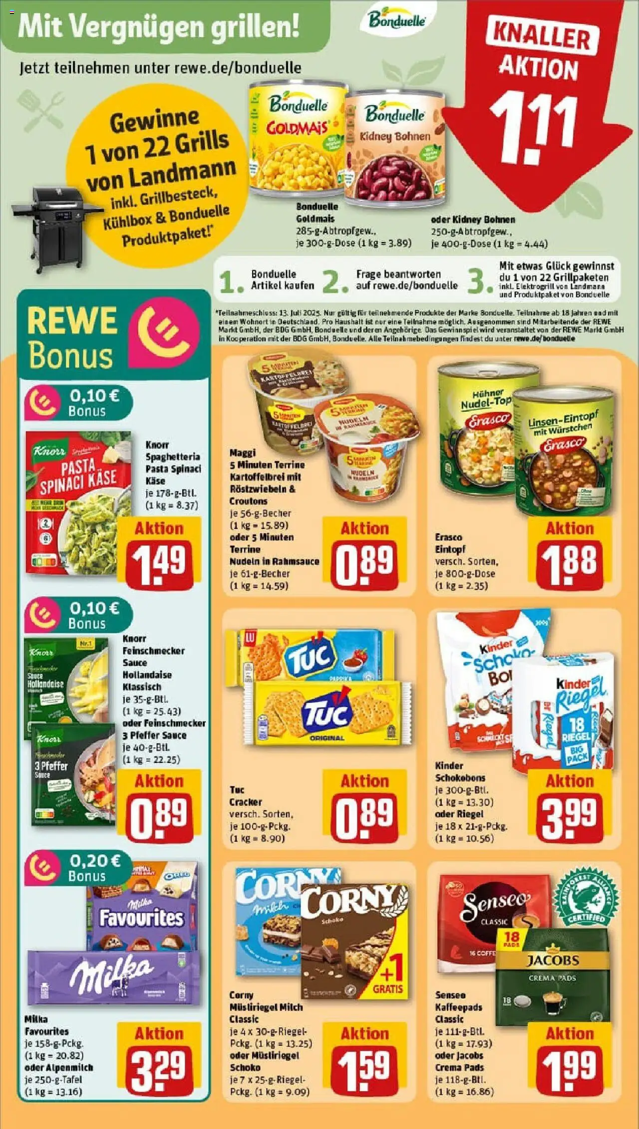Rewe prospekt Tübingen / Lustnau	 - gültig ab dem 22.06.2025 | Seite: 11 | Produkte: Kaffeepads, Milka, Pasta, Maggi 5 minuten terrine