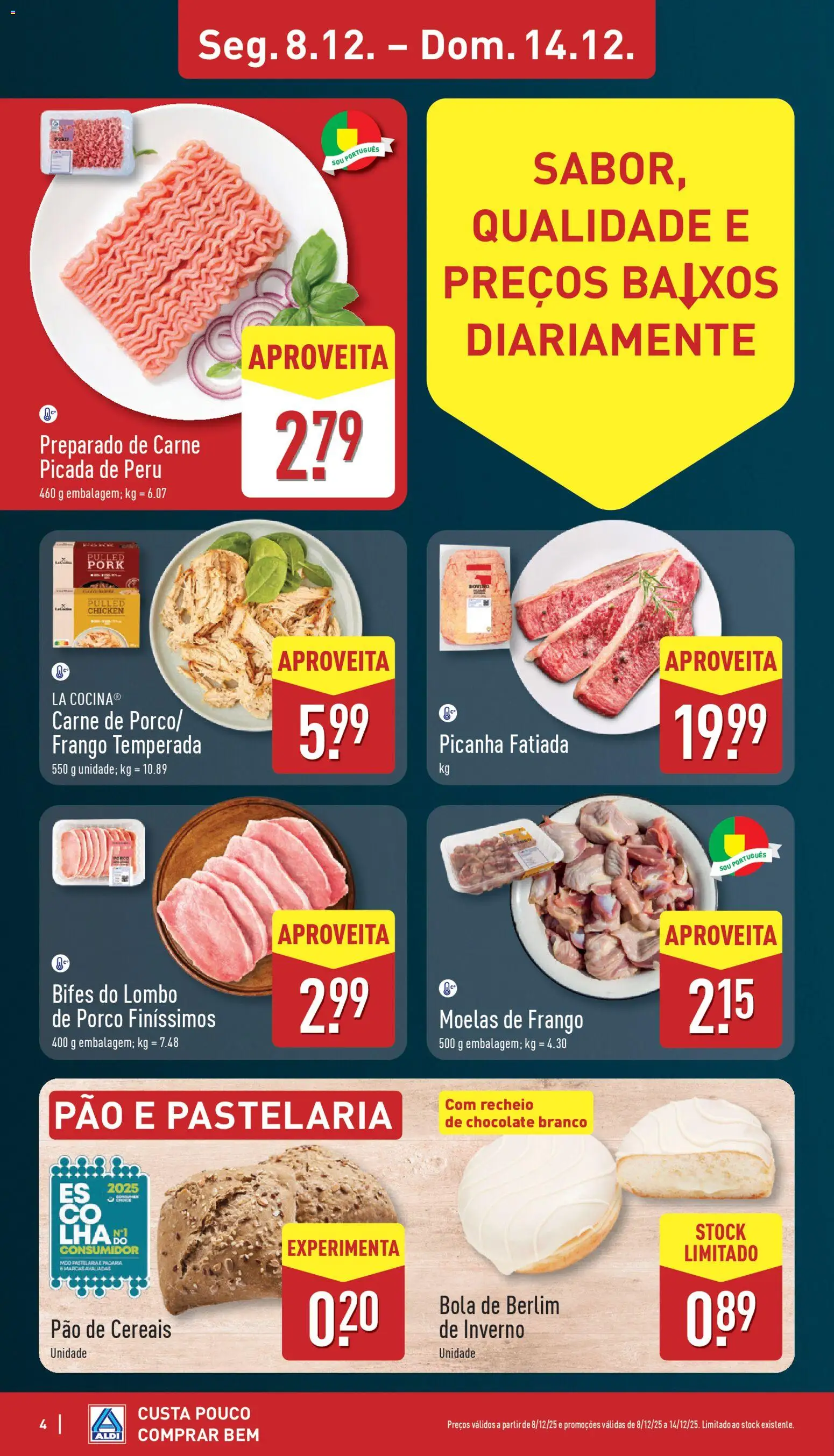 Aldi folheto │ válido de 08.12.2025 | Página: 4 | Produtos: Peru, Carne picada, Carne, Moelas