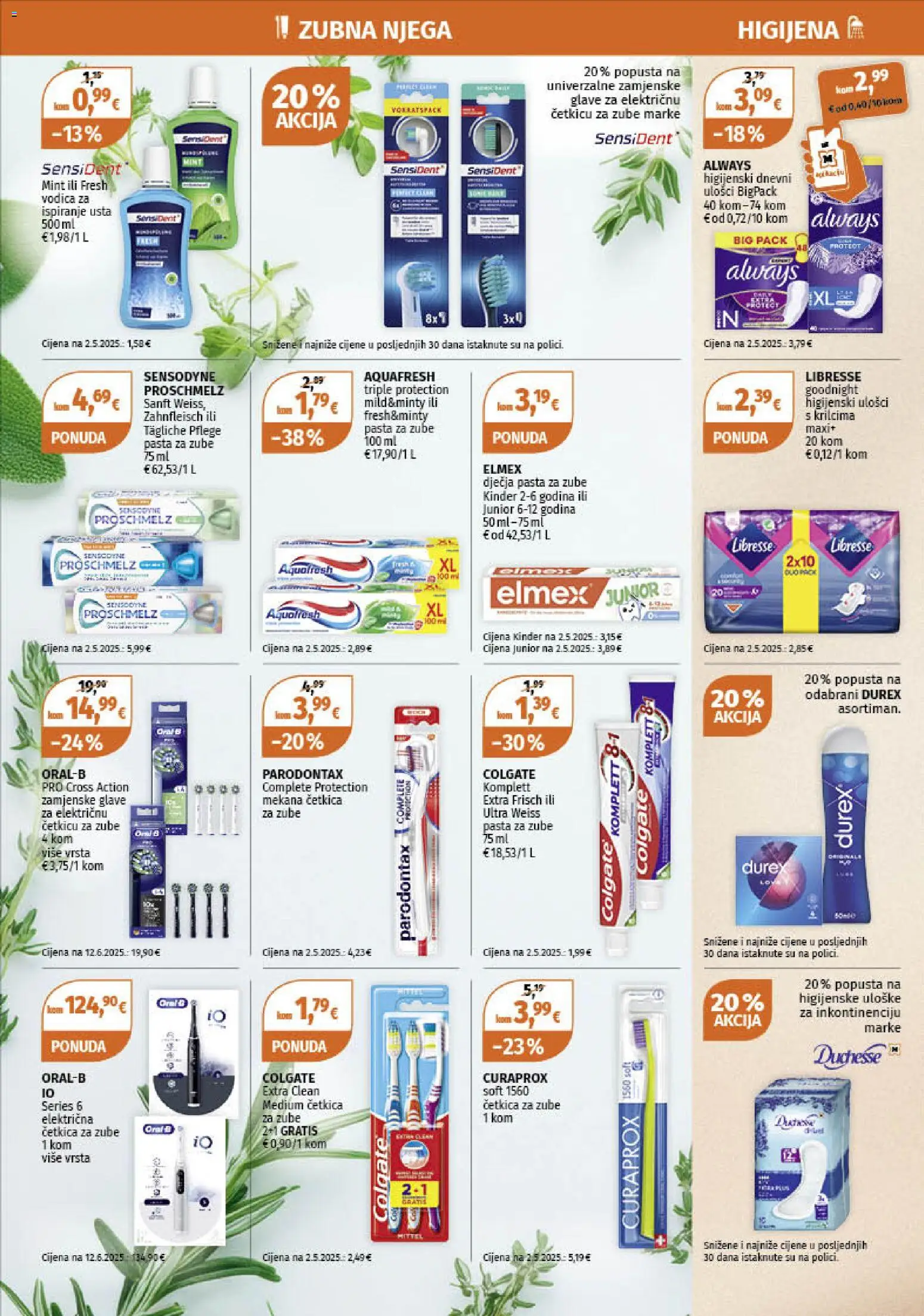 Müller katalog | vrijedi od 02.02.2026 | Stranica: 6 | Proizvodi: Higijenski ulošci, Dnevni ulošci, Pasta, Parodontax